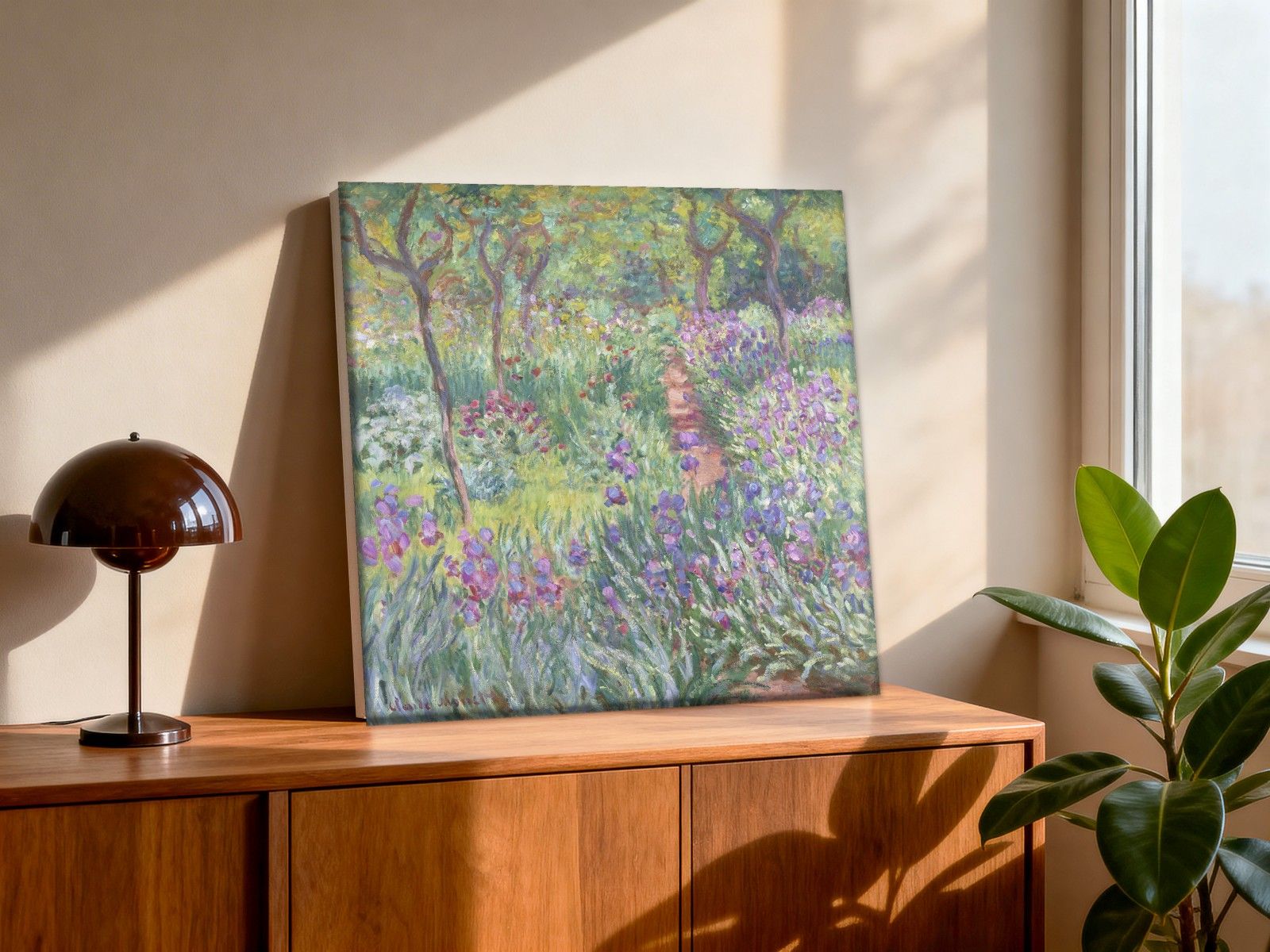CAS1548-1 Tuin in Giverny (naar Monet), Bloemen & Stilleven schilderij aan de muur in interieur