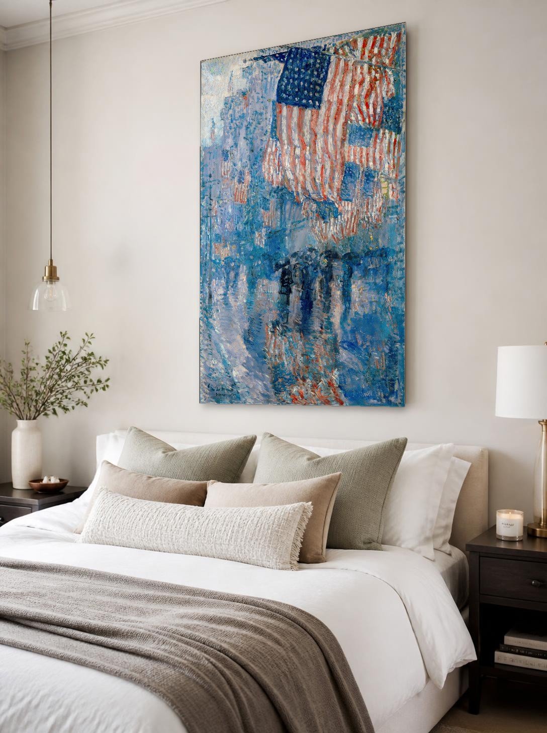 CAS1549-1 Avenue in de Regen (naar Hassam), Steden & Skylines schilderij aan de muur in interieur