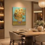 Zonnebloemen (naar Van Gogh), Bloemen & Stilleven schilderij aan de muur in interieur