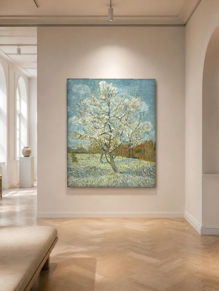Perzikboom in Bloei (naar Van Gogh), Natuur & Landschap schilderij aan de muur in interieur