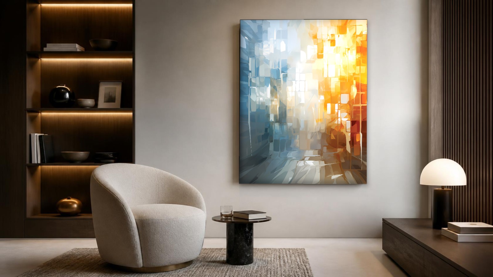 CAS1618-1 Vuur en IJs, Abstract & Modern schilderij aan de muur in interieur