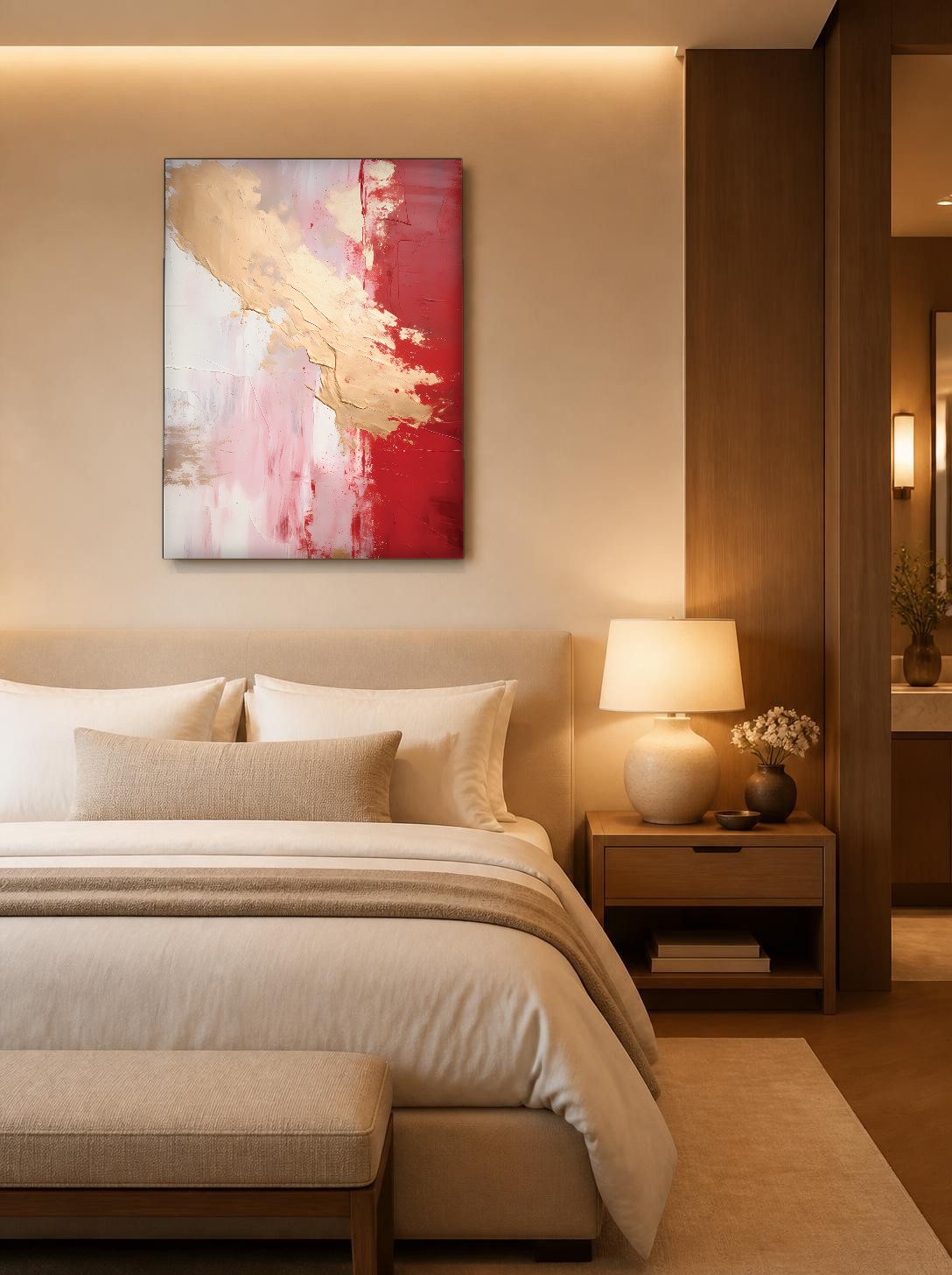 CAS1621-1 Gouden Golf, Abstract & Modern schilderij aan de muur in interieur