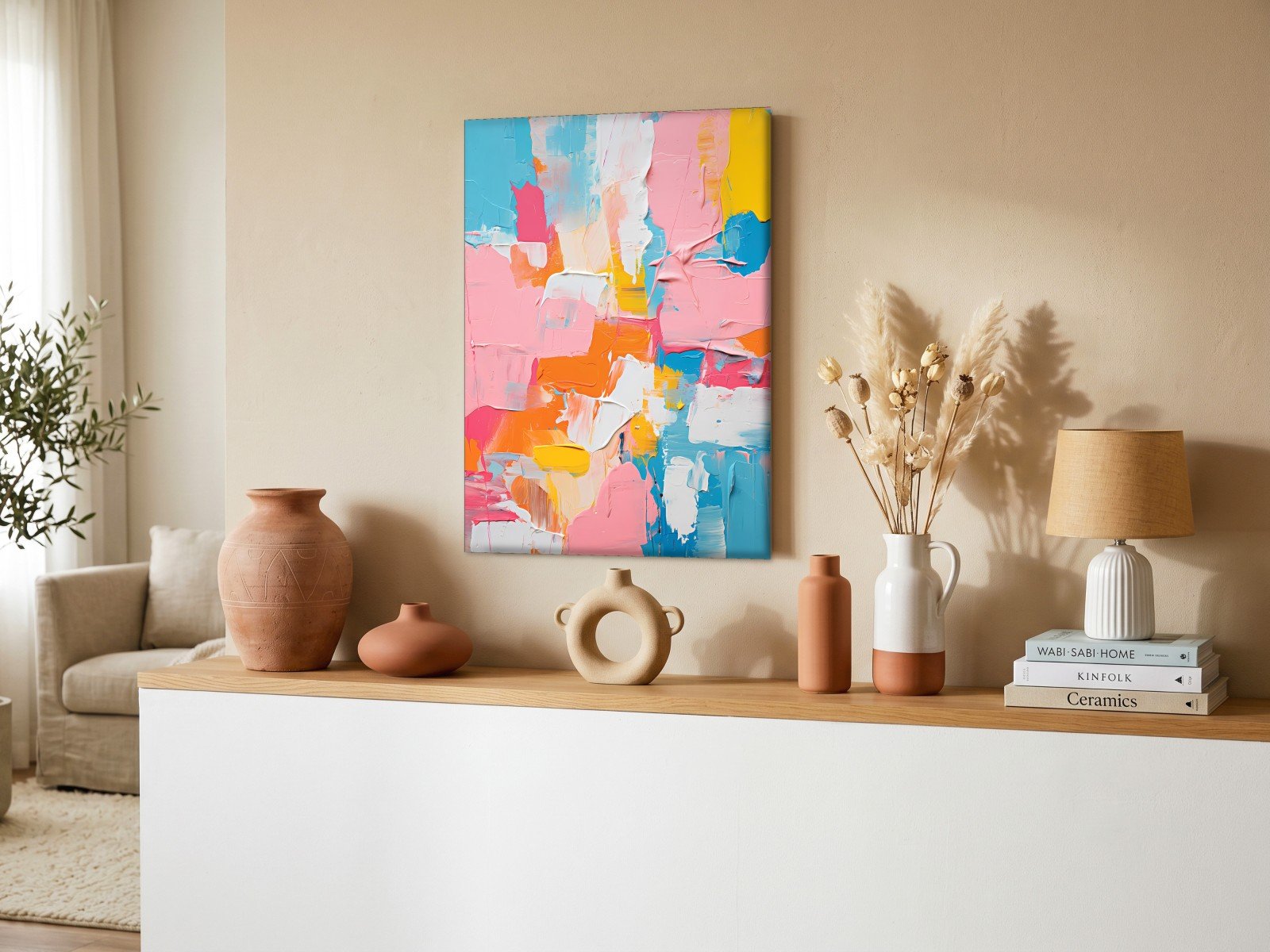 CAS1641-1 Zomerpalet in Beweging, Abstract & Modern schilderij aan de muur in interieur