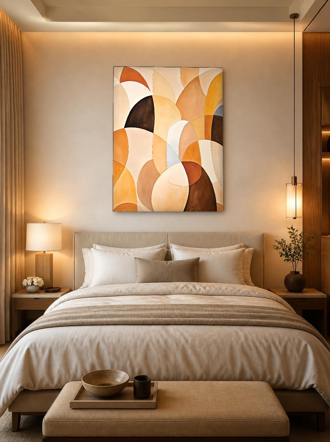CAS1657-1 Golvende Aardetinten, Abstract & Modern schilderij aan de muur in interieur