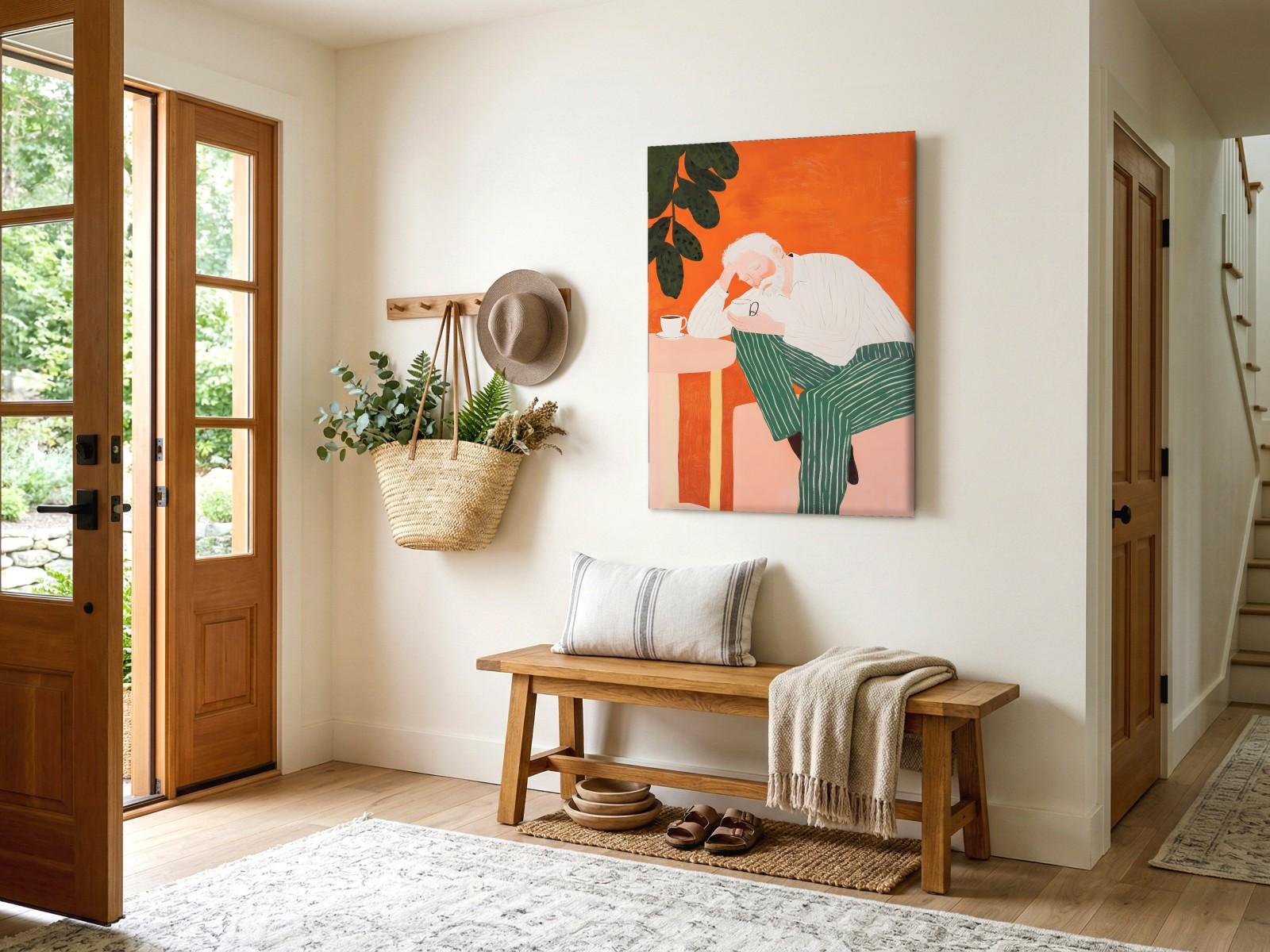 CAS1670-1 Rustig Dutje bij de Koffie, Mensen & Portretten schilderij aan de muur in interieur