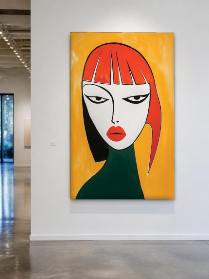 Vrouw met Rode Haardos, Mensen & Portretten schilderij aan de muur in interieur