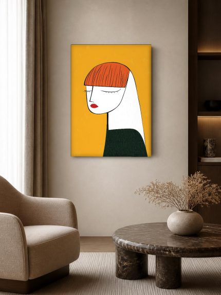 Stille Blik in Profiel, Mensen & Portretten schilderij aan de muur in interieur