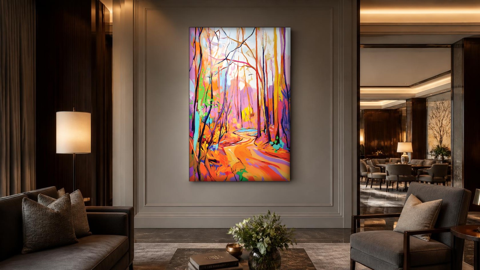 CAS1724-1 Kleurrijk Herfstpad, Natuur & Landschap schilderij aan de muur in interieur