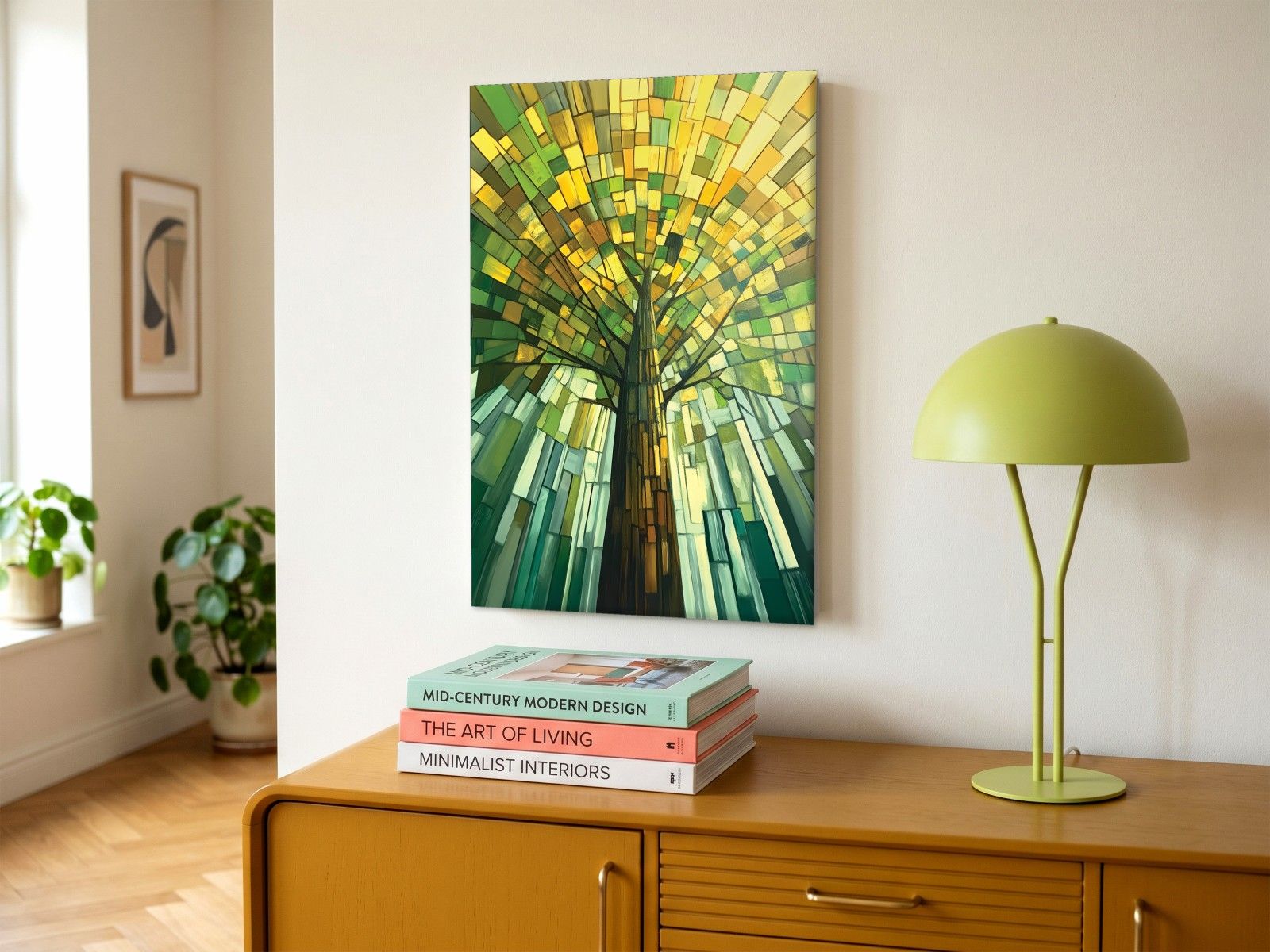 CAS1735-1 Boom in gebrandschilderd licht, Natuur & Landschap schilderij aan de muur in interieur