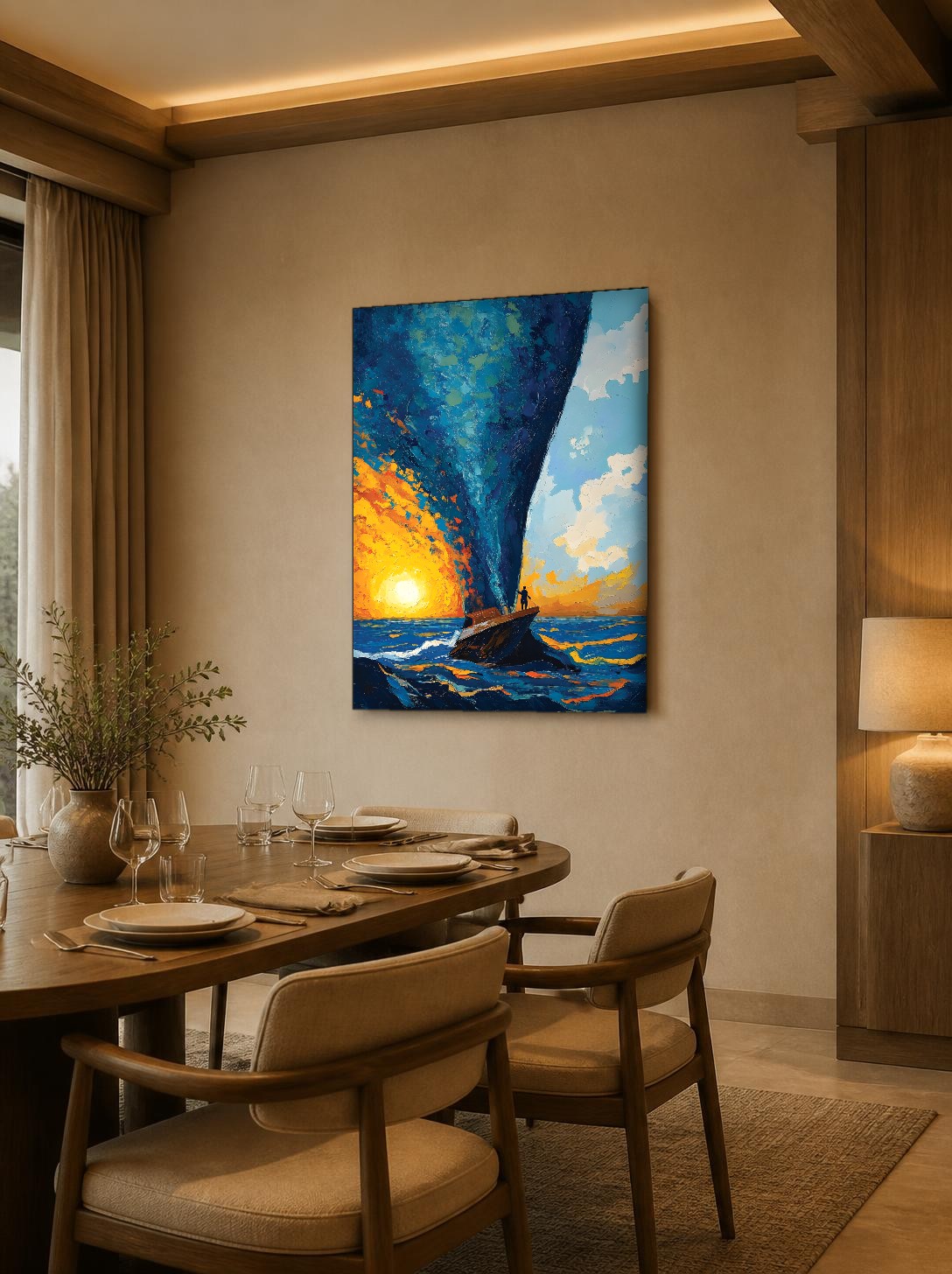 CAS1741-1 Tussen Licht en Zee, Natuur & Landschap schilderij aan de muur in interieur