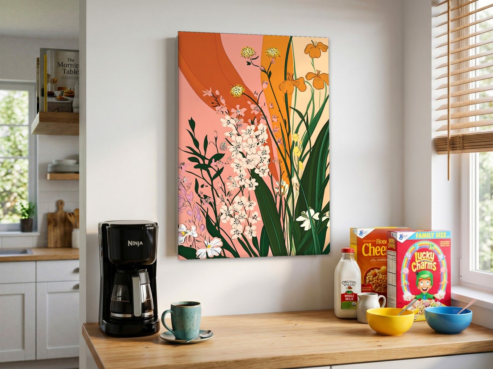 CAS1745-1 Veldbloemen in zonlicht, Bloemen & Stilleven schilderij aan de muur in interieur