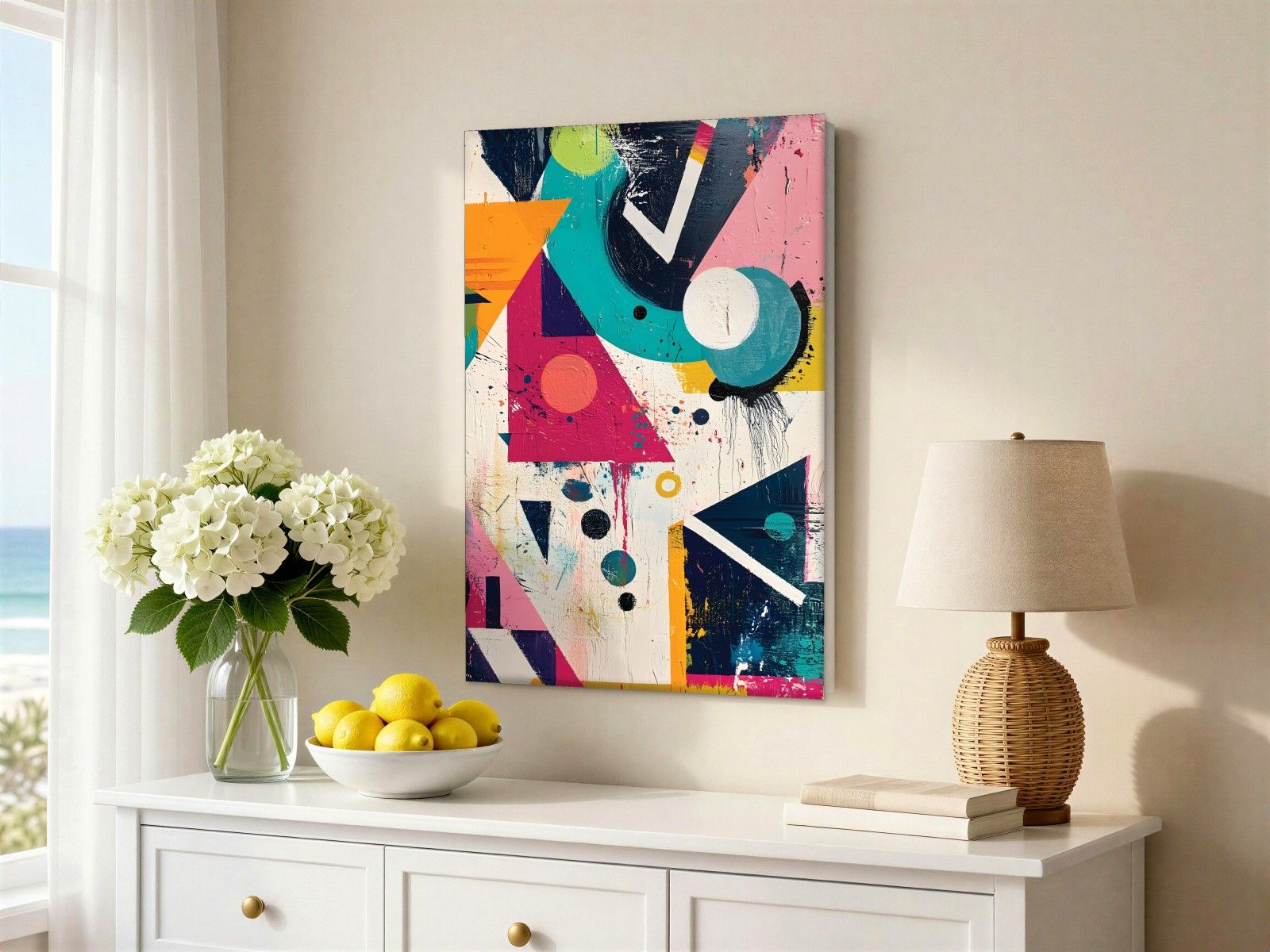 CAS1755-1 Speelse Vormentaal, Abstract & Modern schilderij aan de muur in interieur