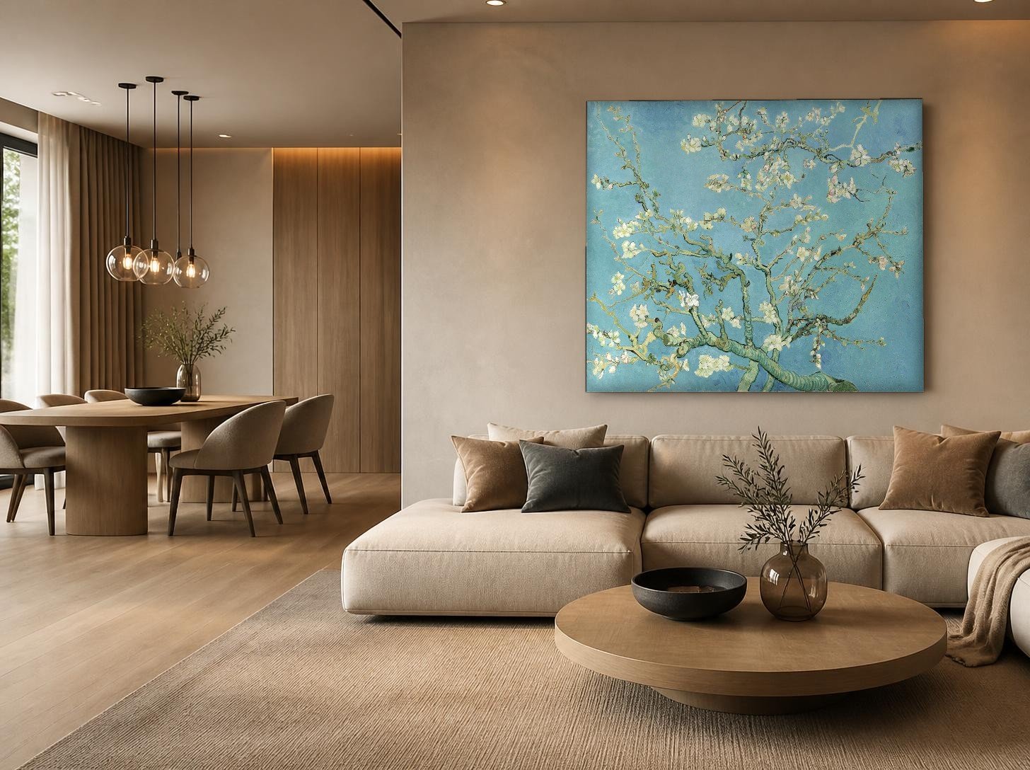 CAS1780-1 Amandelbloesem (naar Van Gogh), Bloemen & Stilleven schilderij aan de muur in interieur