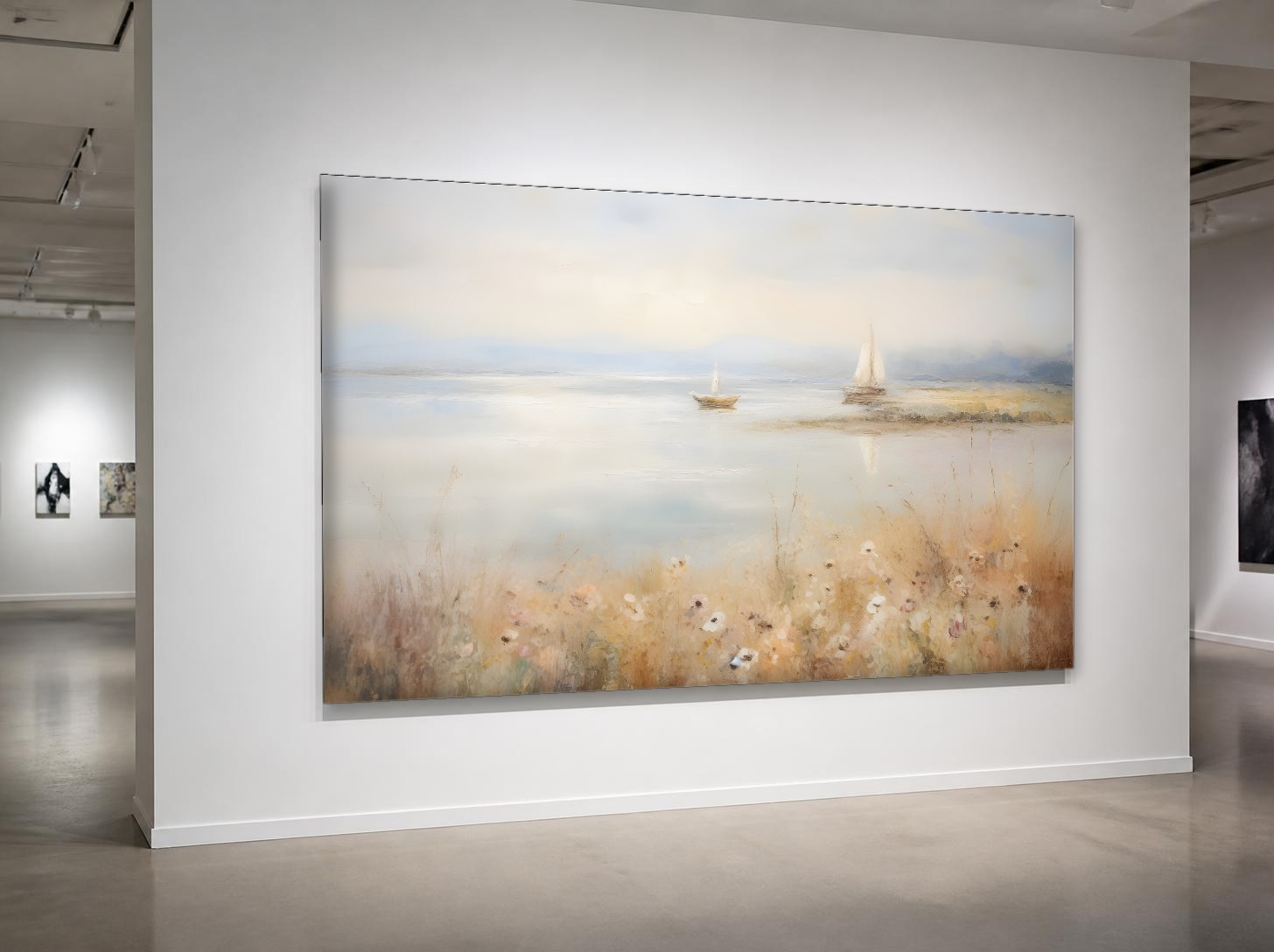 CAS1782-1 Zeilboten in de Ochtendnevel, Natuur & Landschap schilderij aan de muur in interieur