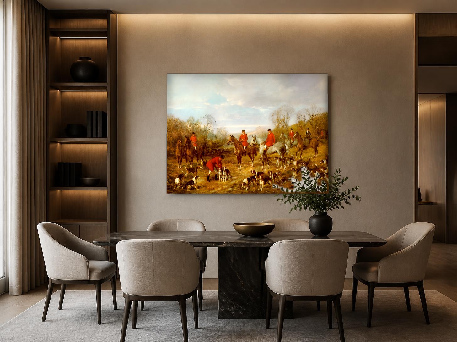 CAS1792-1 Herfstjacht te Paard, Dieren schilderij aan de muur in interieur