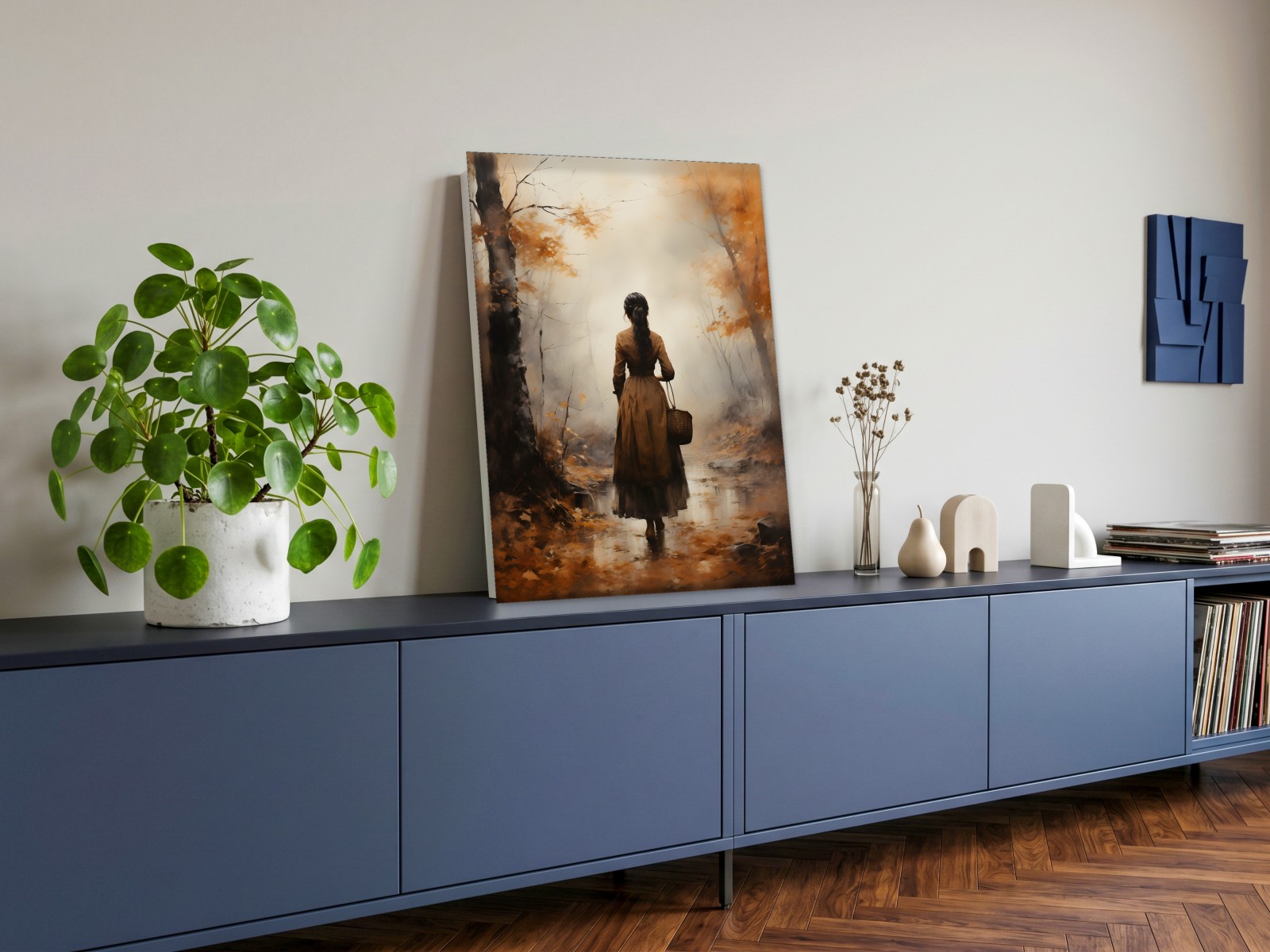 CAS1796-1 Wandeling door het Herfstbos, Natuur & Landschap schilderij aan de muur in interieur