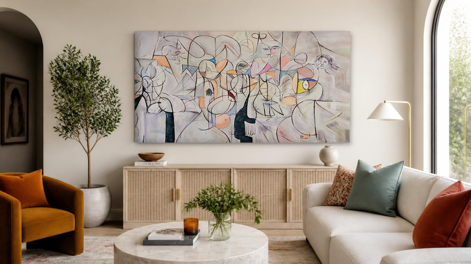 CAS181-1 Verstrengelde Gezichten, Mensen & Portretten schilderij aan de muur in interieur