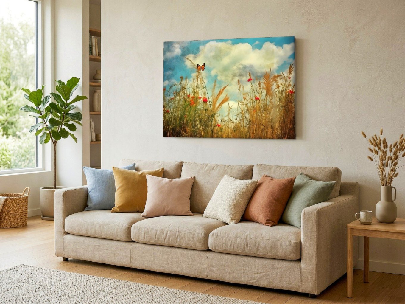CAS1814-1 Vlinder in het Riet, Bloemen & Stilleven schilderij aan de muur in interieur