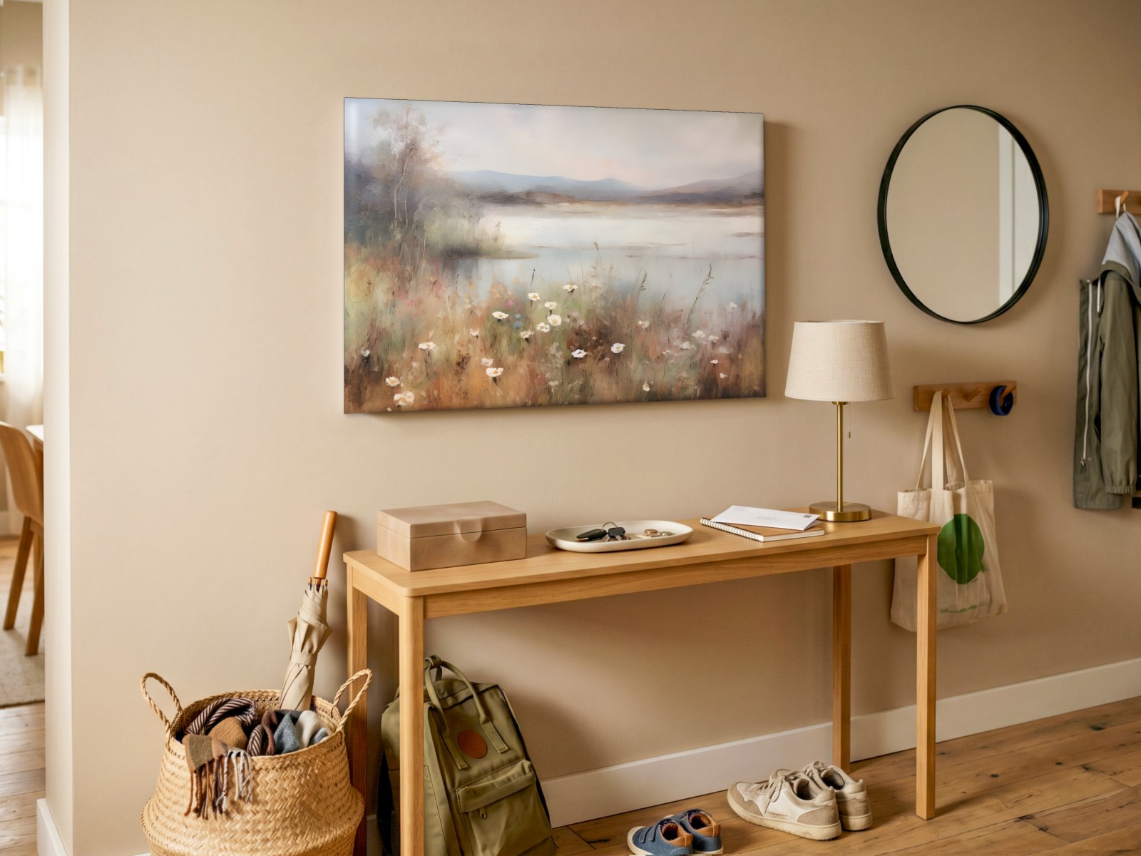 CAS1823-1 Veldbloemen bij het Meer, Bloemen & Stilleven schilderij aan de muur in interieur