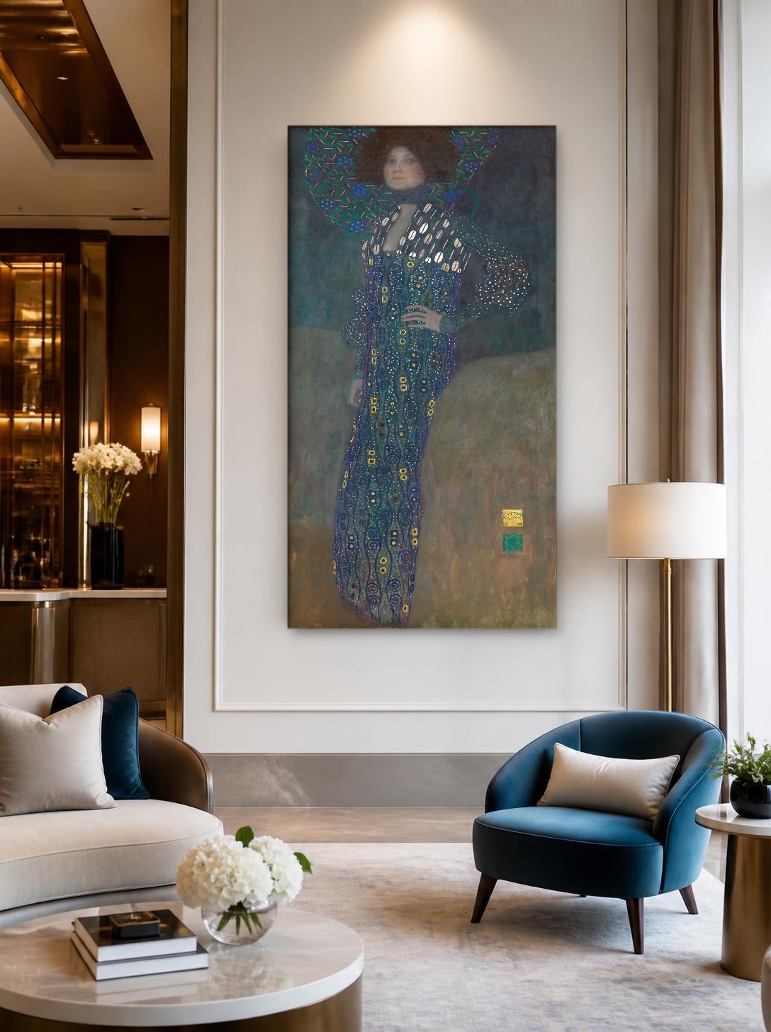 CAS1849-1 Emilie Flöge (naar Klimt), Mensen & Portretten schilderij aan de muur in interieur