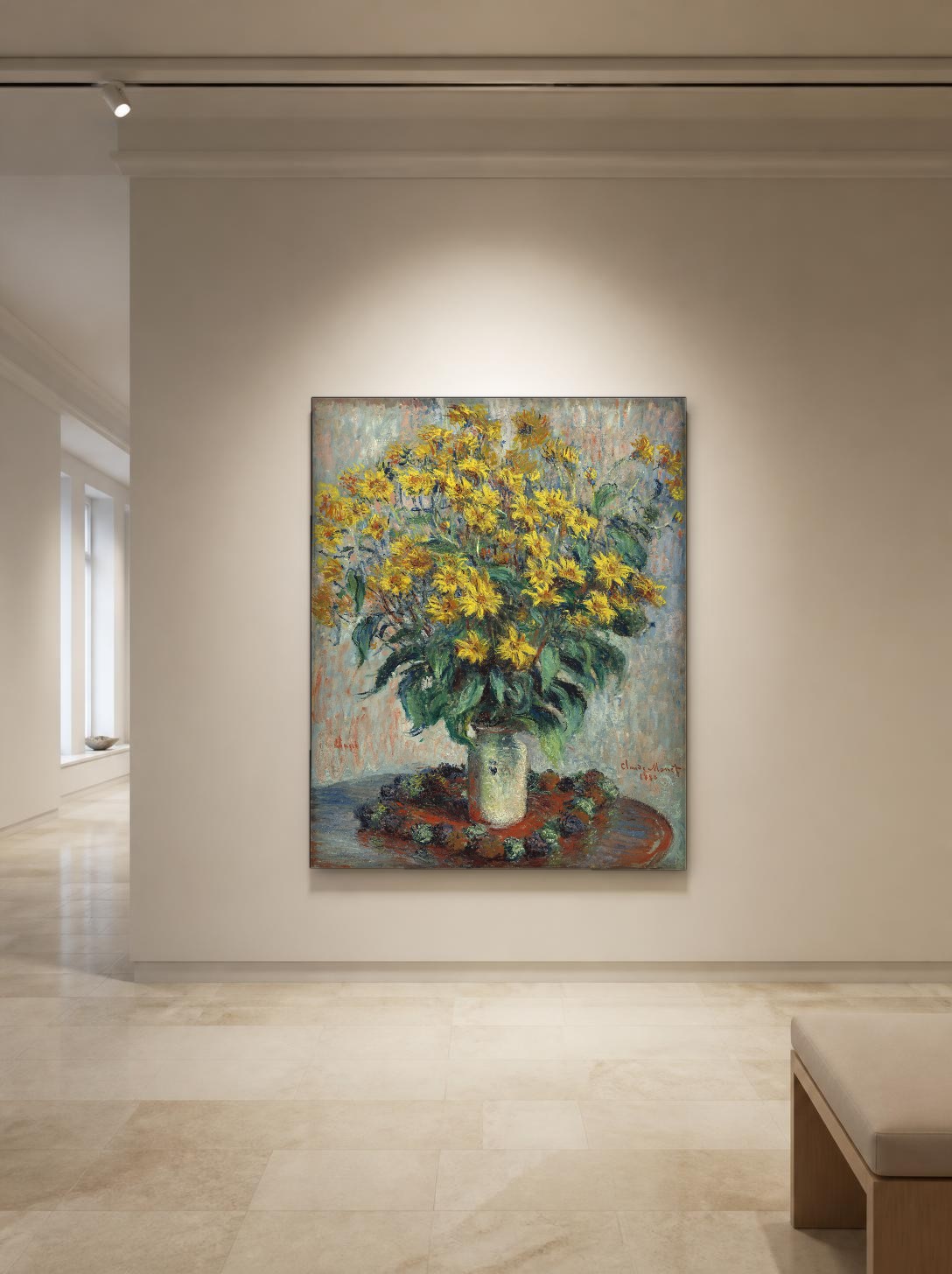 CAS1858-1 Gele Topinamboer Bloemen (naar Monet), Bloemen & Stilleven schilderij aan de muur in interieur