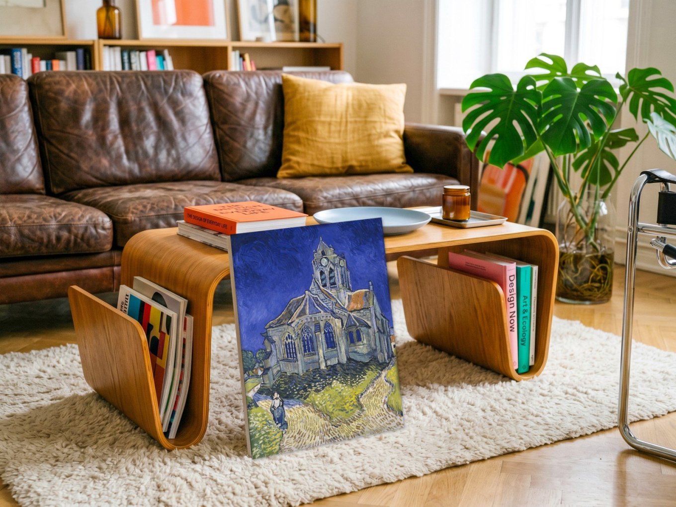 CAS1859-1 De kerk van Auvers-sur-Oise (naar Van Gogh), Steden & Skylines schilderij aan de muur in interieur