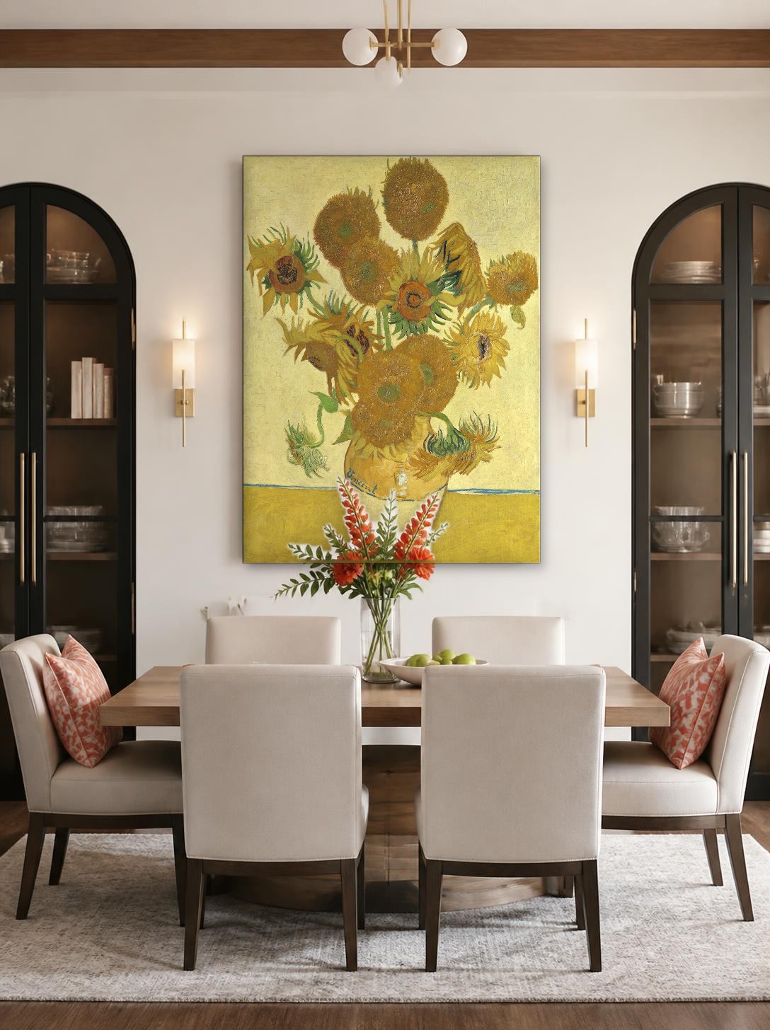 CAS1915-1 Zonnebloemen (naar Van Gogh), Bloemen & Stilleven schilderij aan de muur in interieur