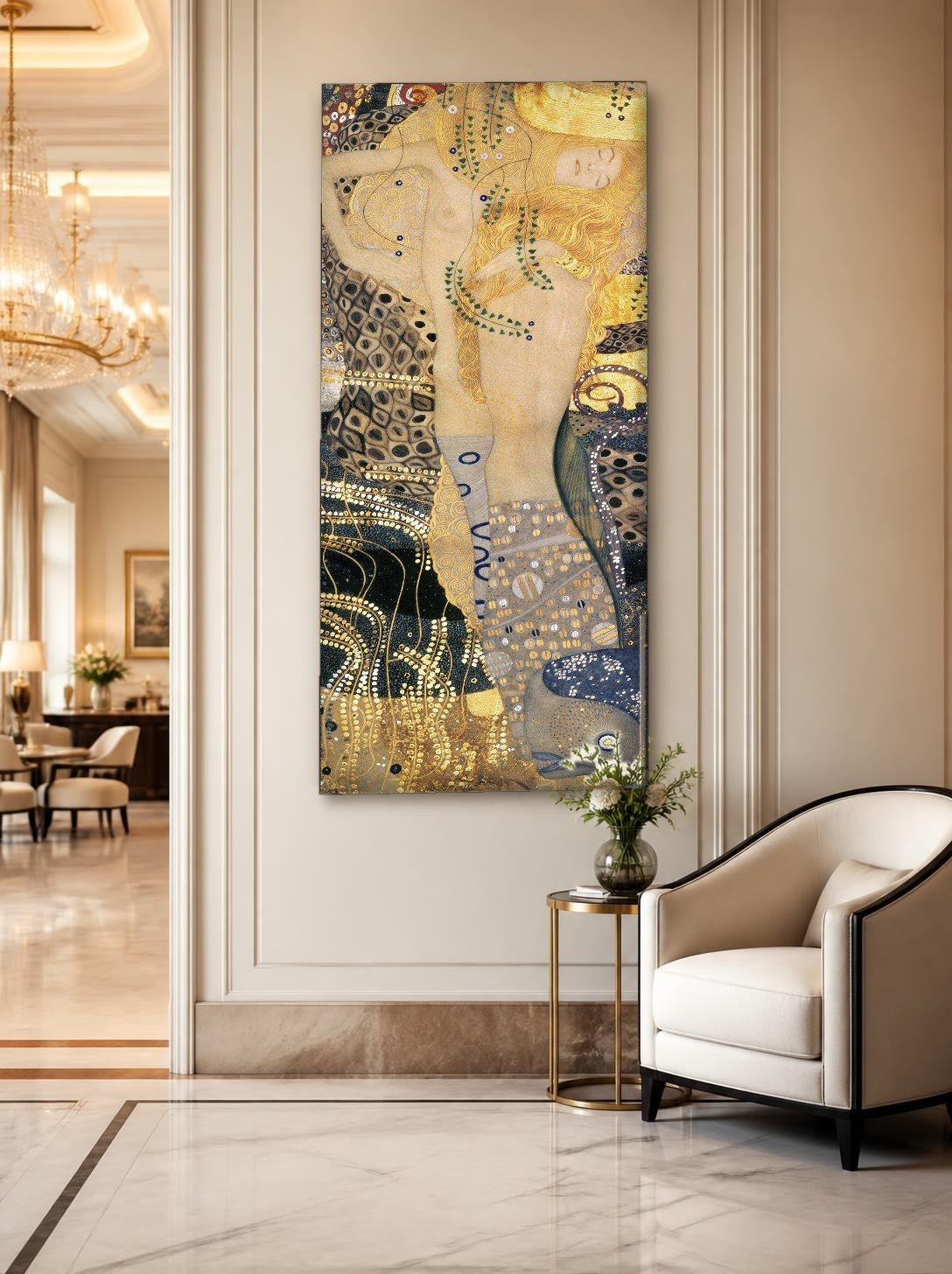 CAS1936-1 Waterslangen I (naar Klimt), Mensen & Portretten schilderij aan de muur in interieur