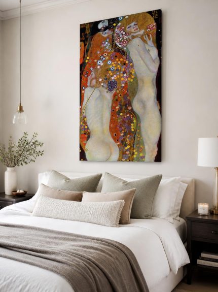 Waterslangen II (naar Klimt), Mensen & Portretten schilderij aan de muur in interieur