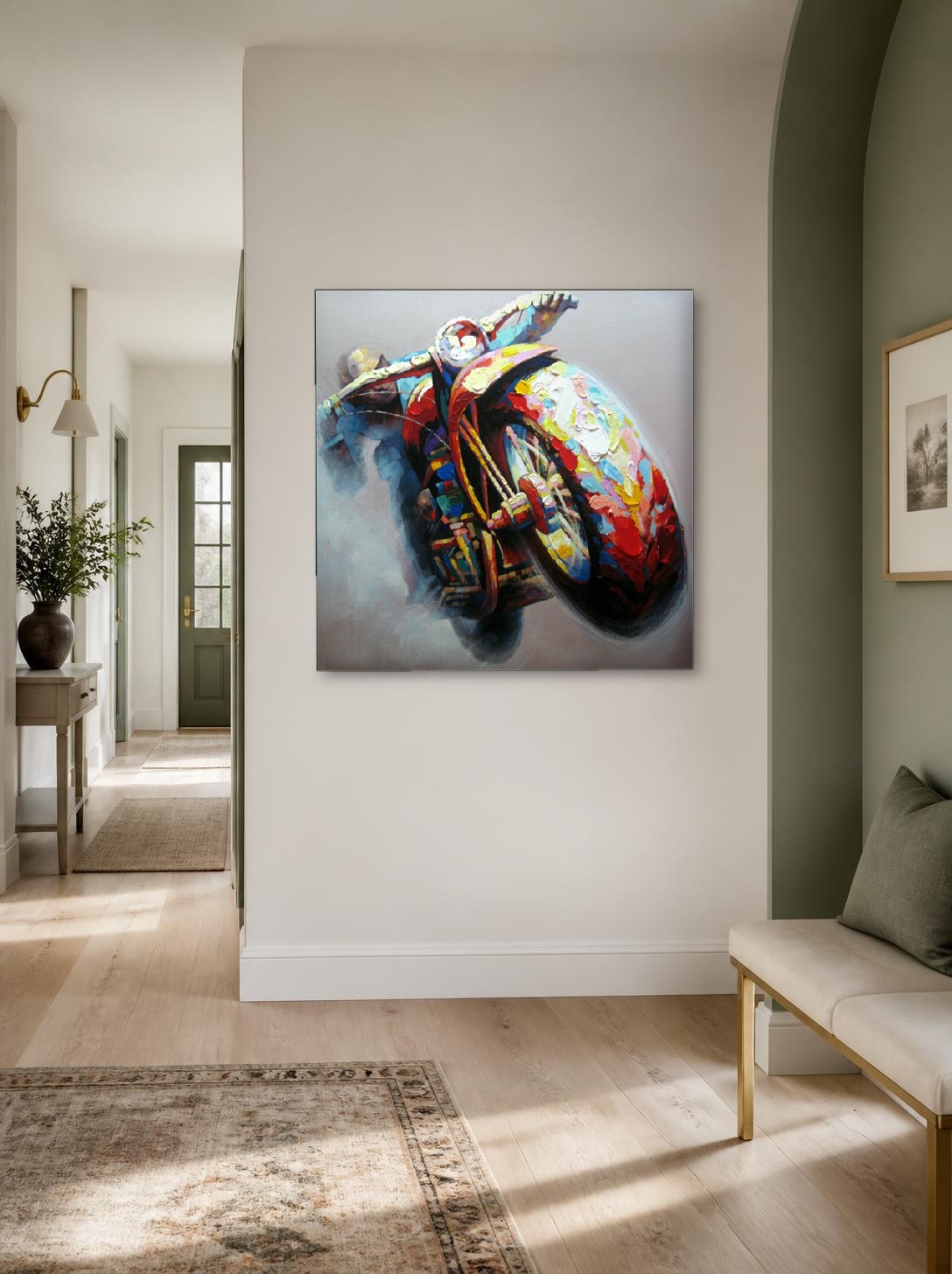 CAS1975-1 Motorcoureur in Vaart, Mensen & Portretten schilderij aan de muur in interieur