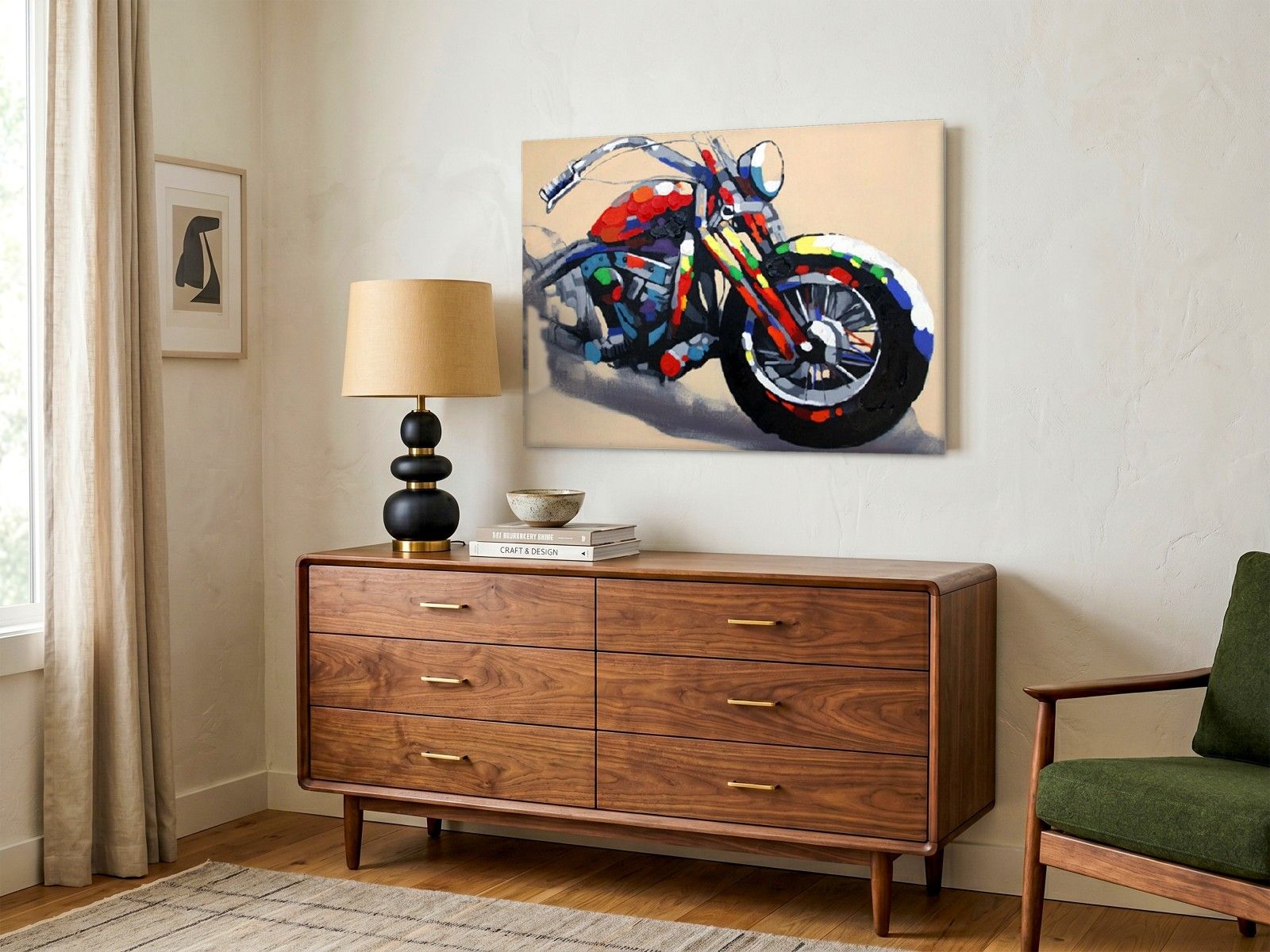 CAS1990-1 Kleurrijke Motor, Abstract & Modern schilderij aan de muur in interieur