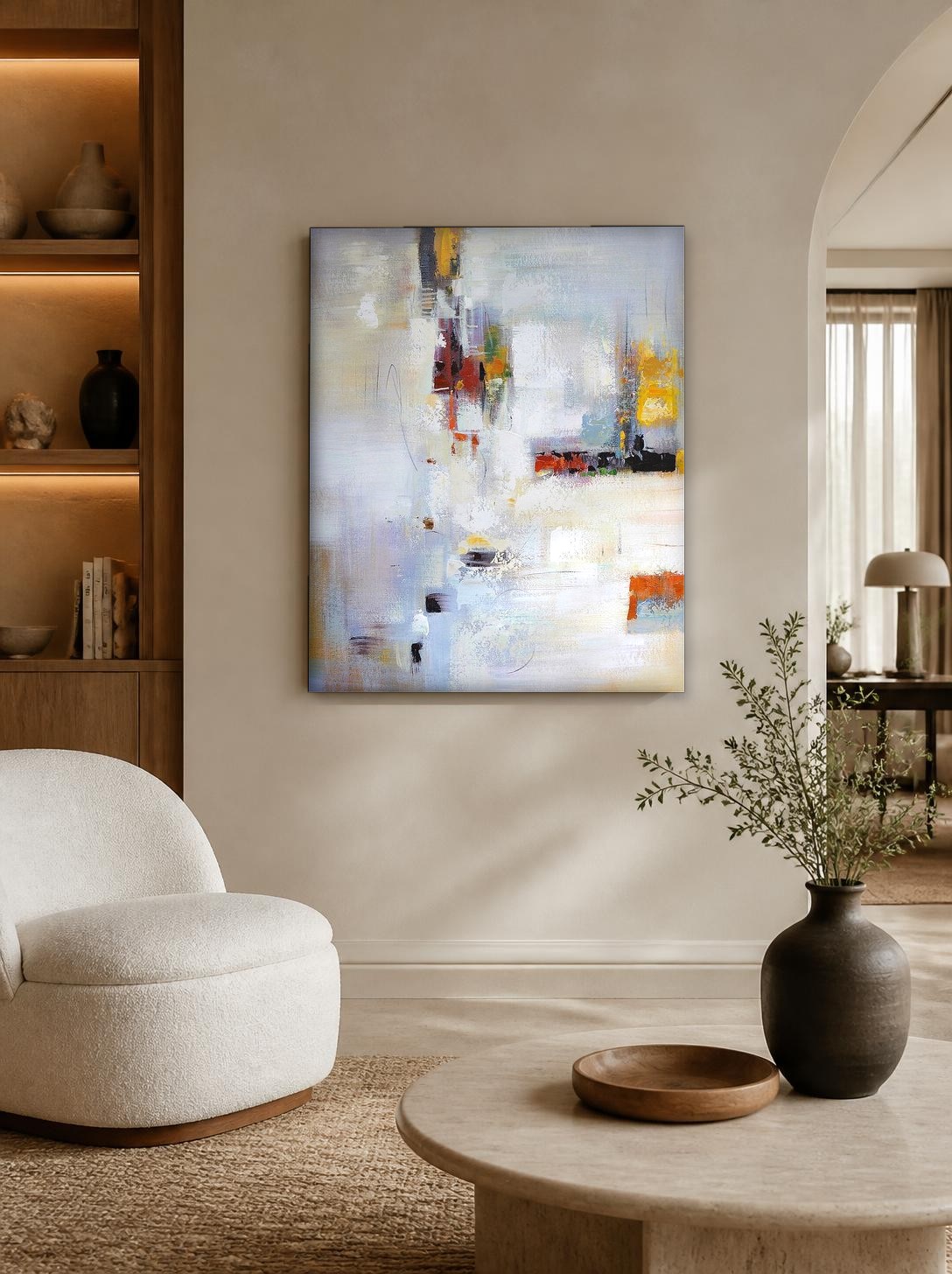 CAS2029-1 Zachte Vlakken in Licht, Abstract & Modern schilderij aan de muur in interieur