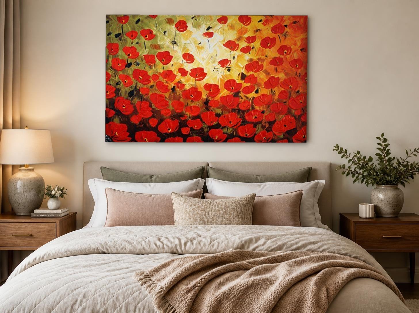 CAS2036-1 Klaprozenveld in Gloed, Bloemen & Stilleven schilderij aan de muur in interieur