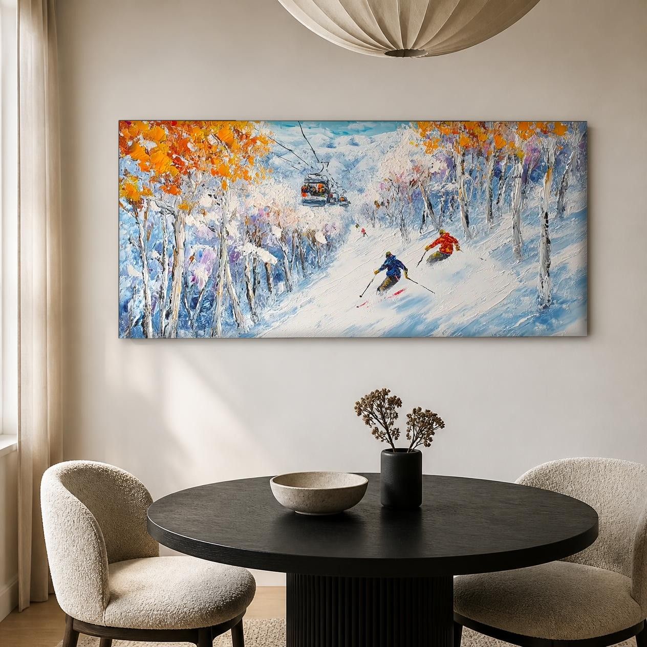 CAS2085-1 Afdaling door de Herfstkleuren, Natuur & Landschap schilderij aan de muur in interieur