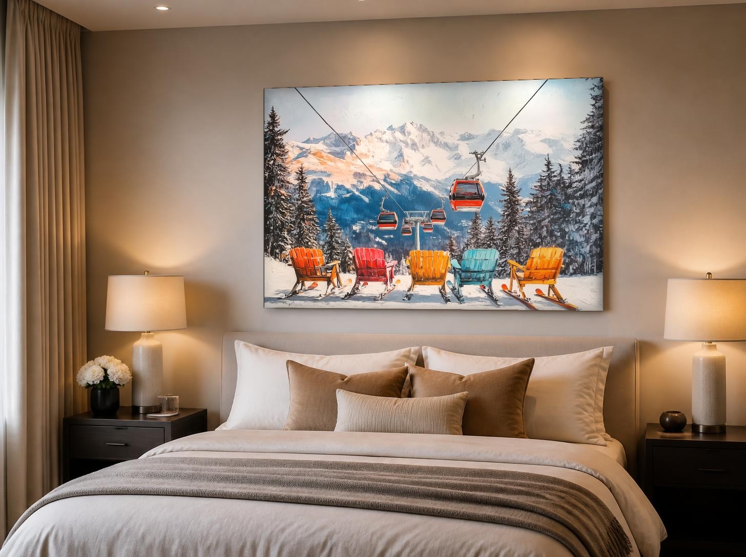 CAS2087-1 Kleurrijke Bergstoelen, Natuur & Landschap schilderij aan de muur in interieur