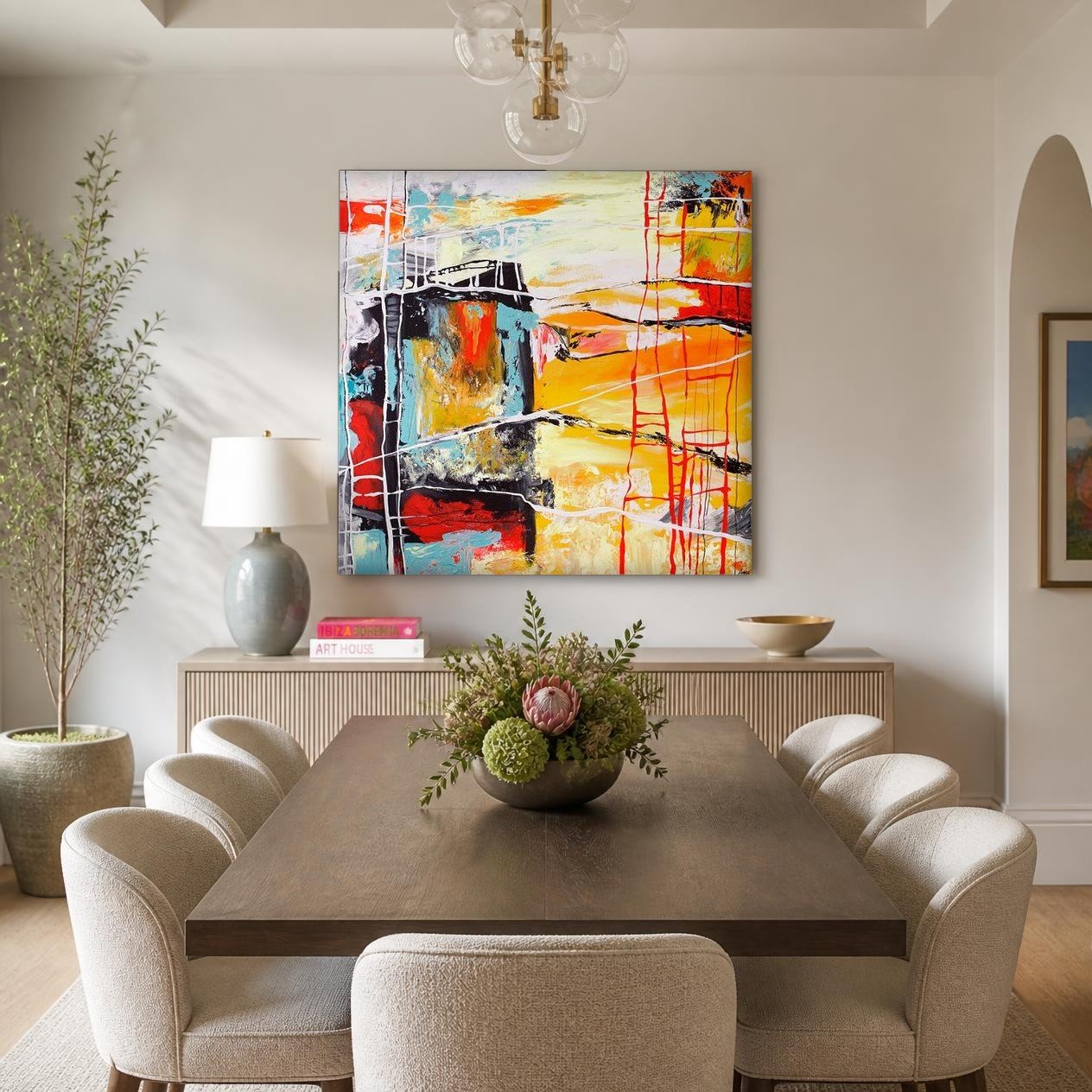 CAS2099-1 Stedelijke Vervlechting, Abstract & Modern schilderij aan de muur in interieur