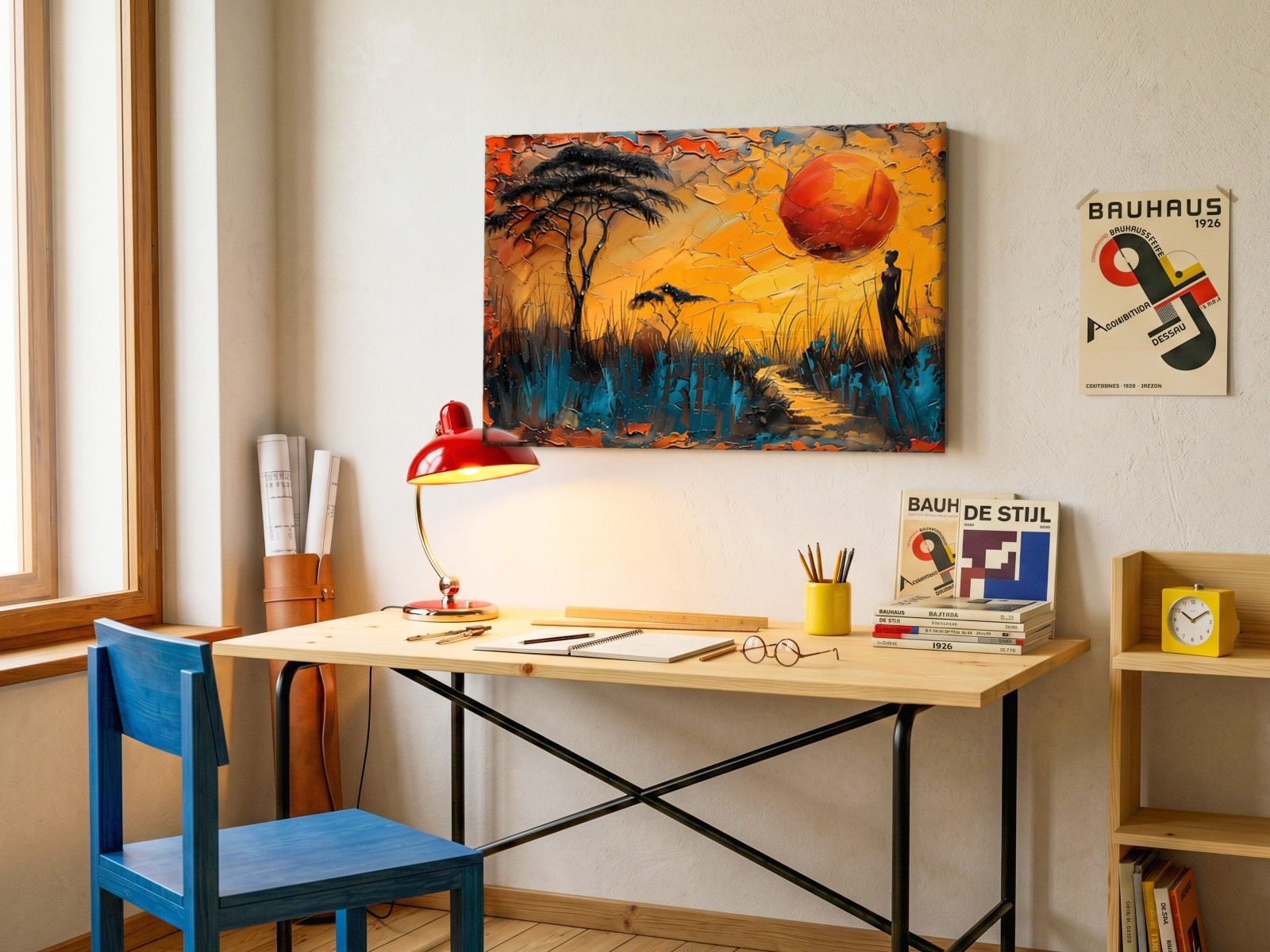 CAS210-1 Savanne bij Zonsondergang, Natuur & Landschap schilderij aan de muur in interieur