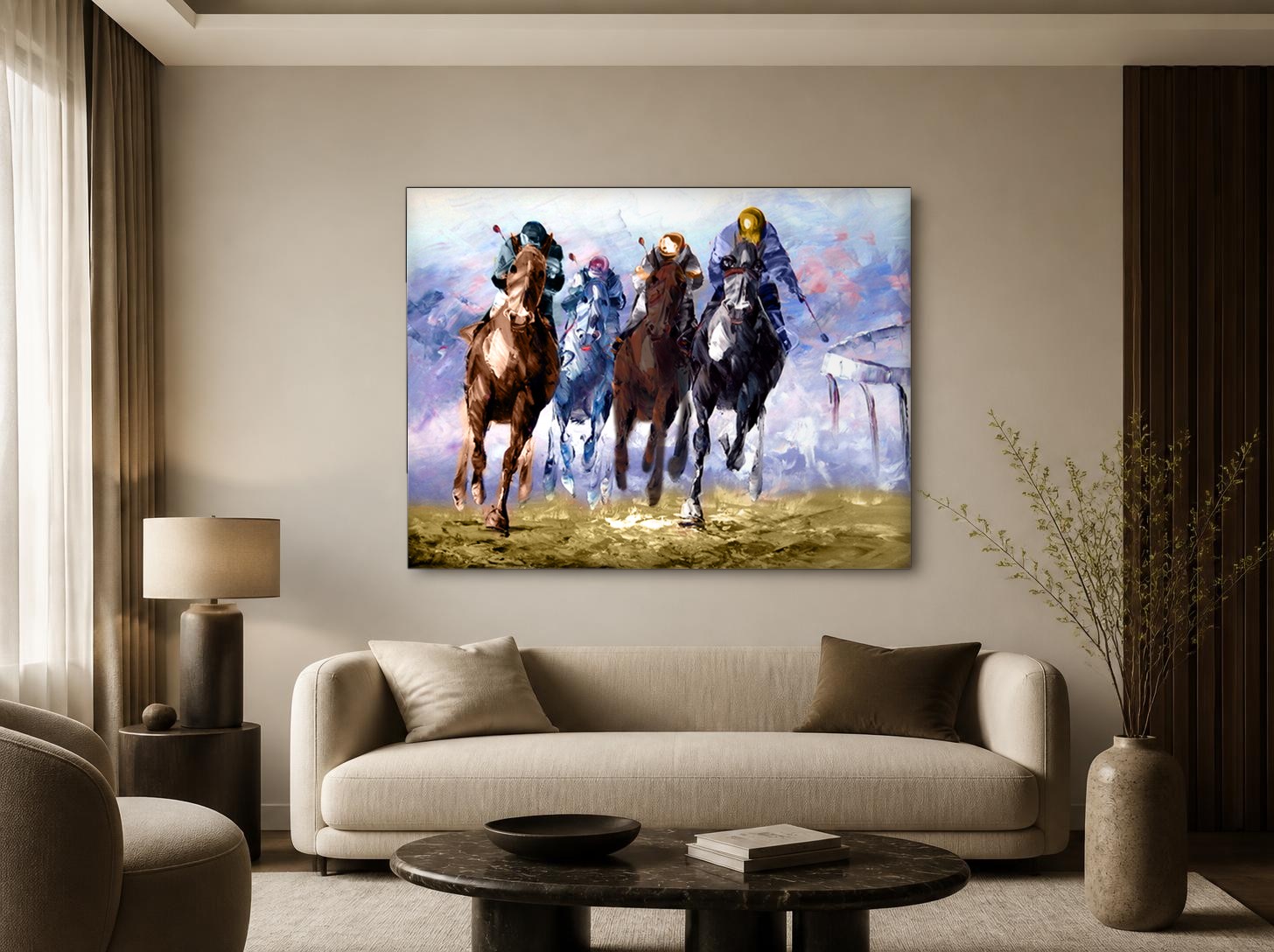 CAS2108-1 Galopperende Renpaarden, Dieren schilderij aan de muur in interieur