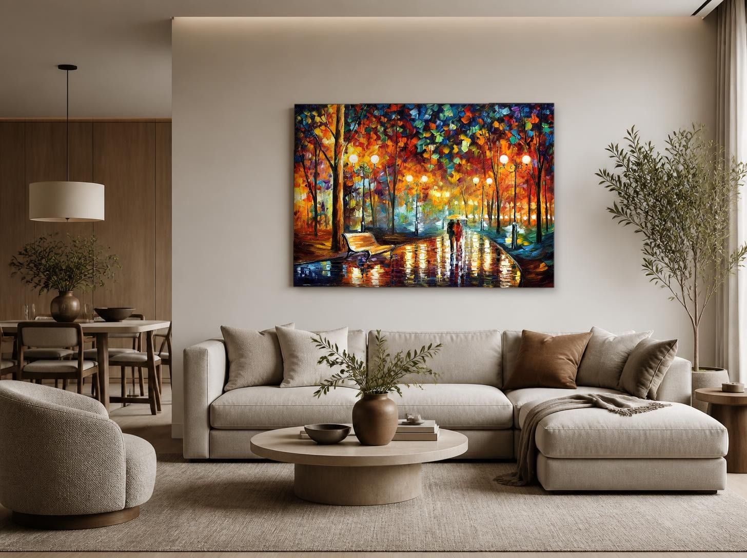 CAS2127-1 Regenavond in het Park, Natuur & Landschap schilderij aan de muur in interieur