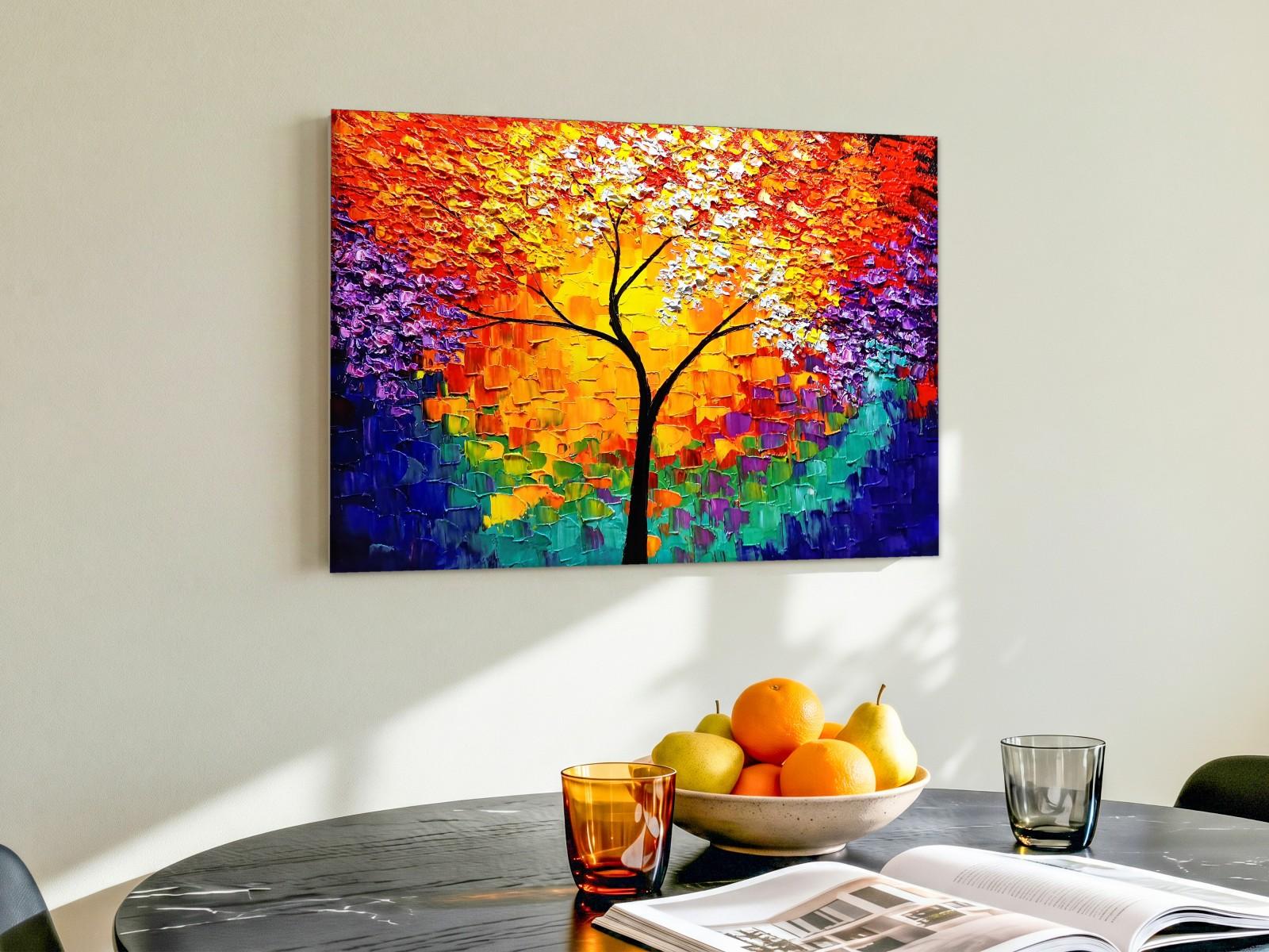 CAS2137-1 Kleurrijke Levensboom, Natuur & Landschap schilderij aan de muur in interieur