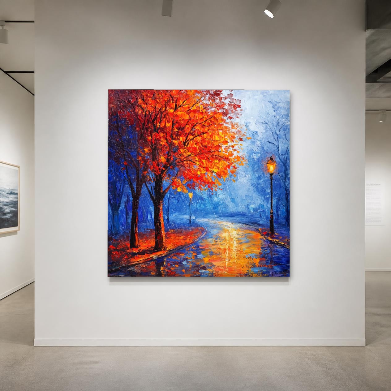 CAS2140-1 Herfstpad in Regenlicht, Natuur & Landschap schilderij aan de muur in interieur