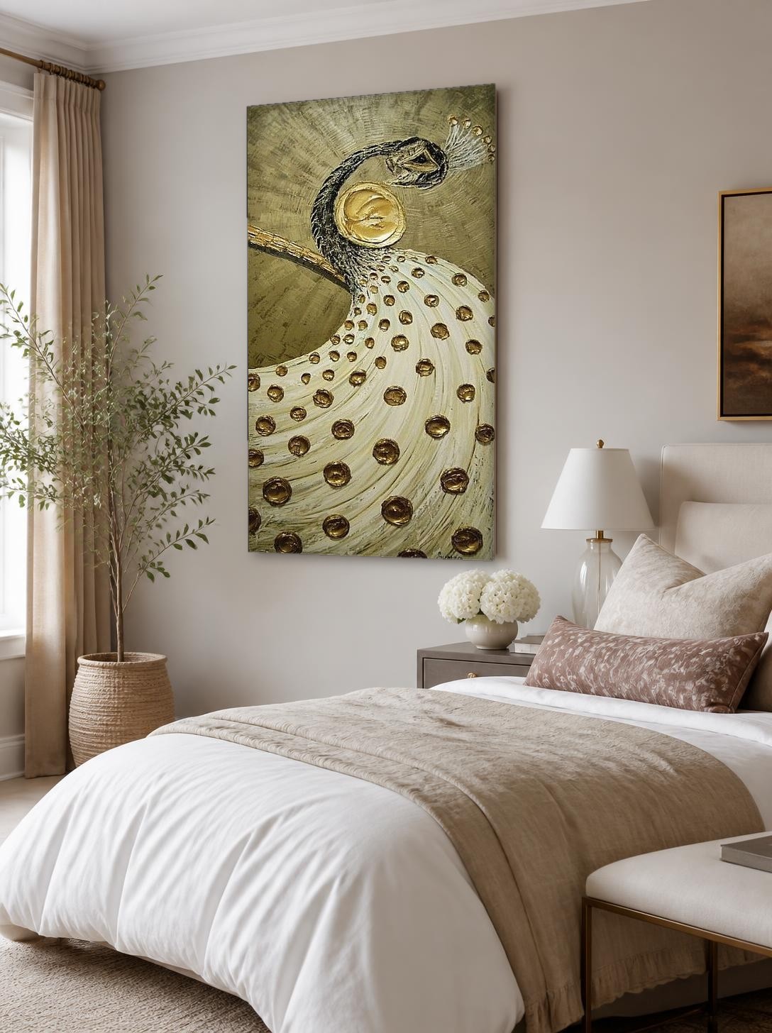 CAS2154-1 Witte Pauw met Goud - Afbeelding 1