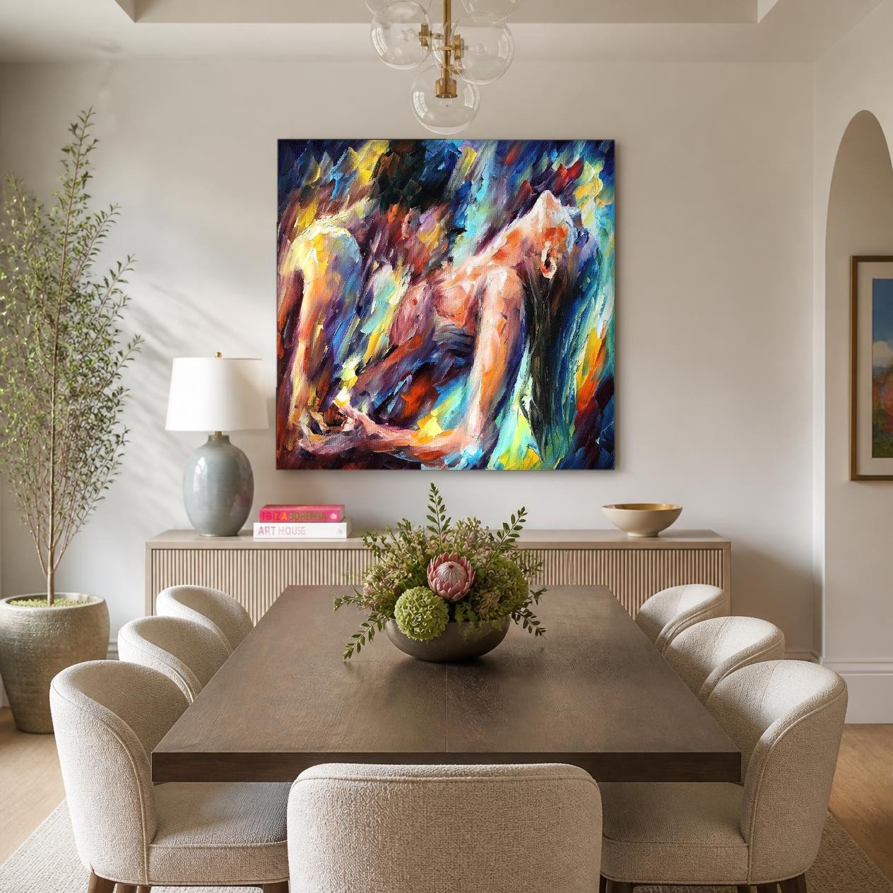 CAS2156-1 Innige Omhelzing in Kleur, Mensen & Portretten schilderij aan de muur in interieur