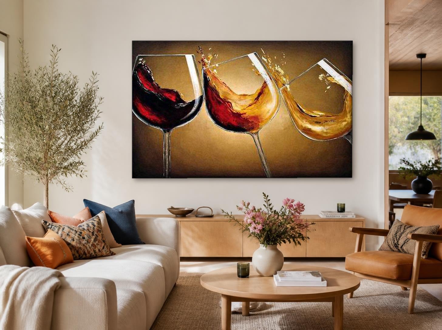 CAS278-1 Wijnglazen in Beweging, Bloemen & Stilleven schilderij aan de muur in interieur