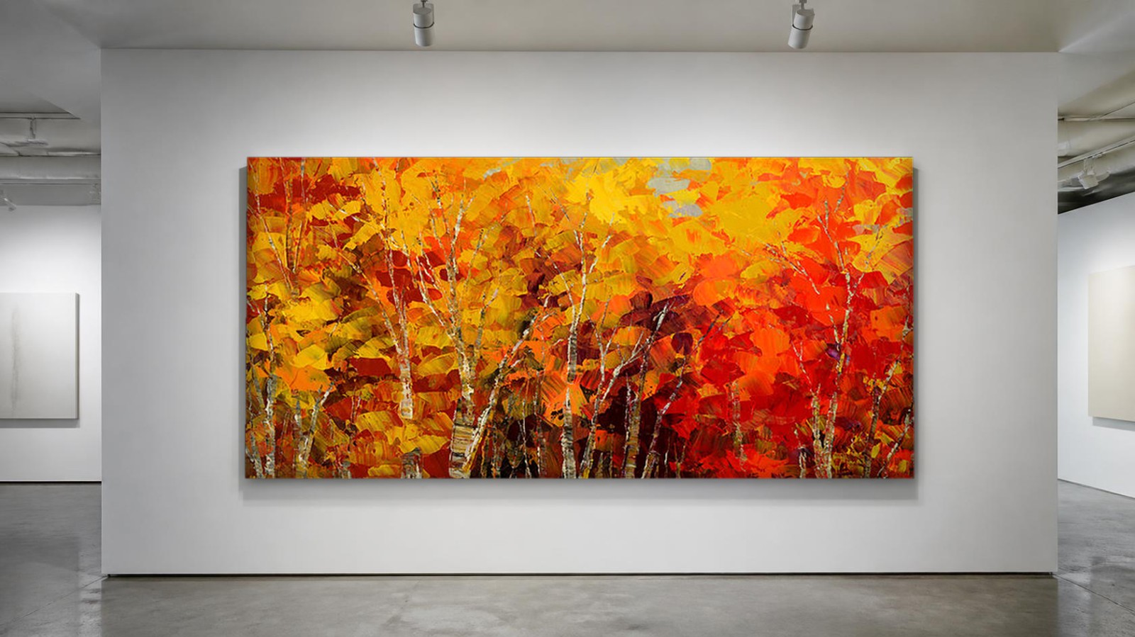 CAS299-1 Berken in Herfsttooi, Natuur & Landschap schilderij aan de muur in interieur