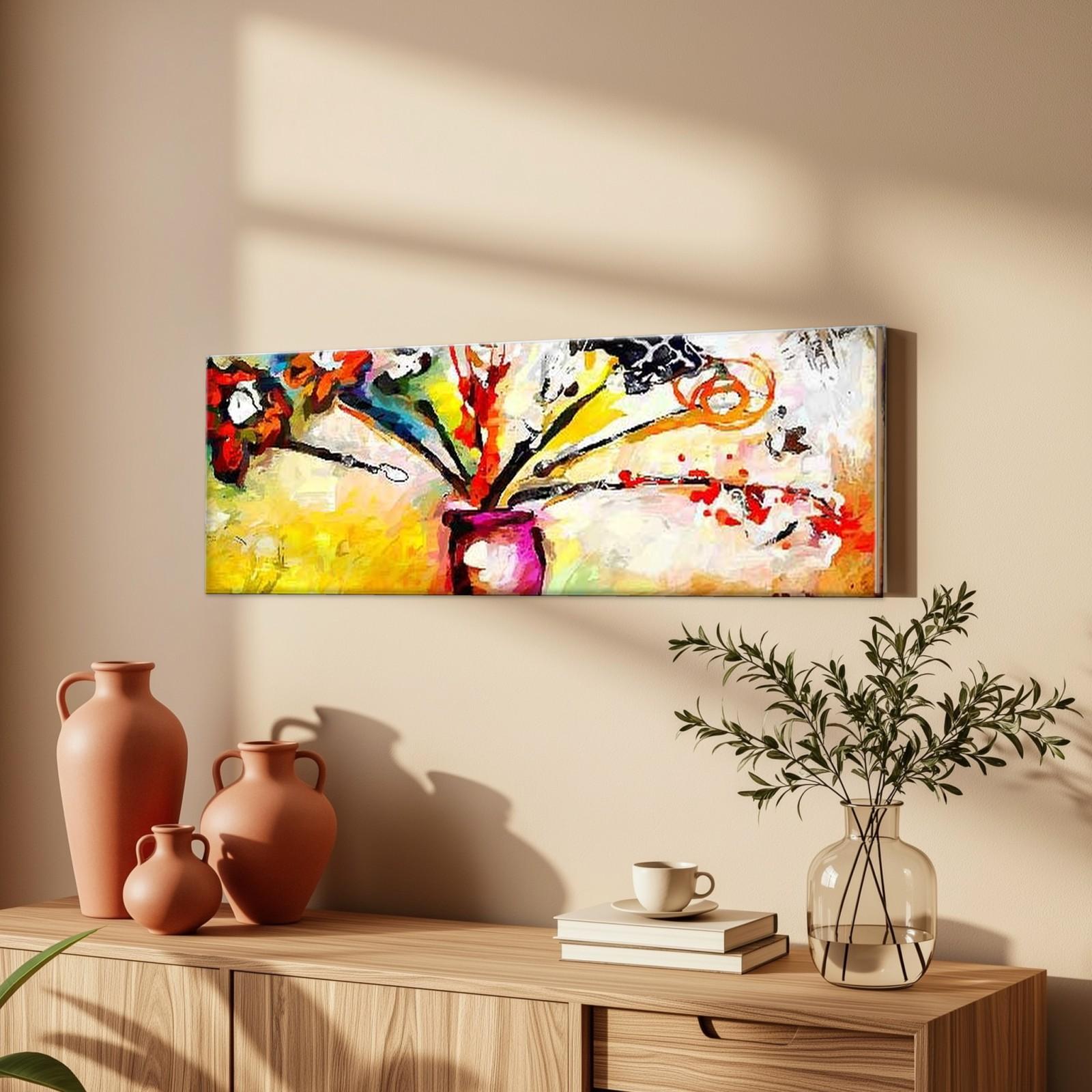 CAS313-1 Bloemen in Vrolijke Kleurexplosie, Bloemen & Stilleven schilderij aan de muur in interieur