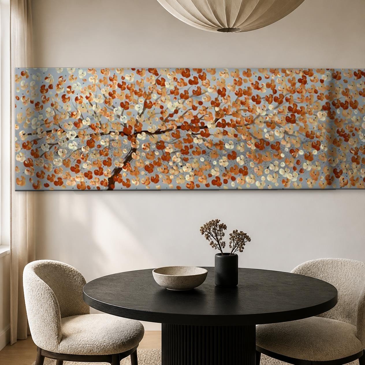 CAS316-1 Koperen Bloesemtak, Bloemen & Stilleven schilderij aan de muur in interieur
