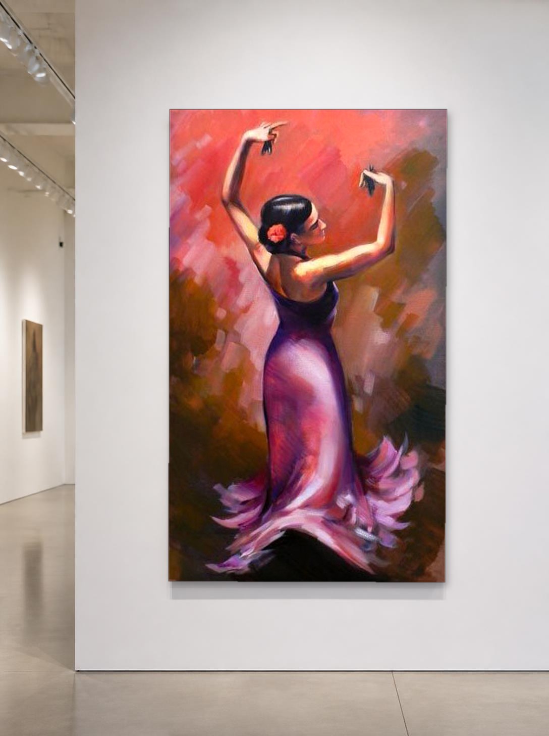 CAS320-1 Flamencodanseres in Paars, Mensen & Portretten schilderij aan de muur in interieur