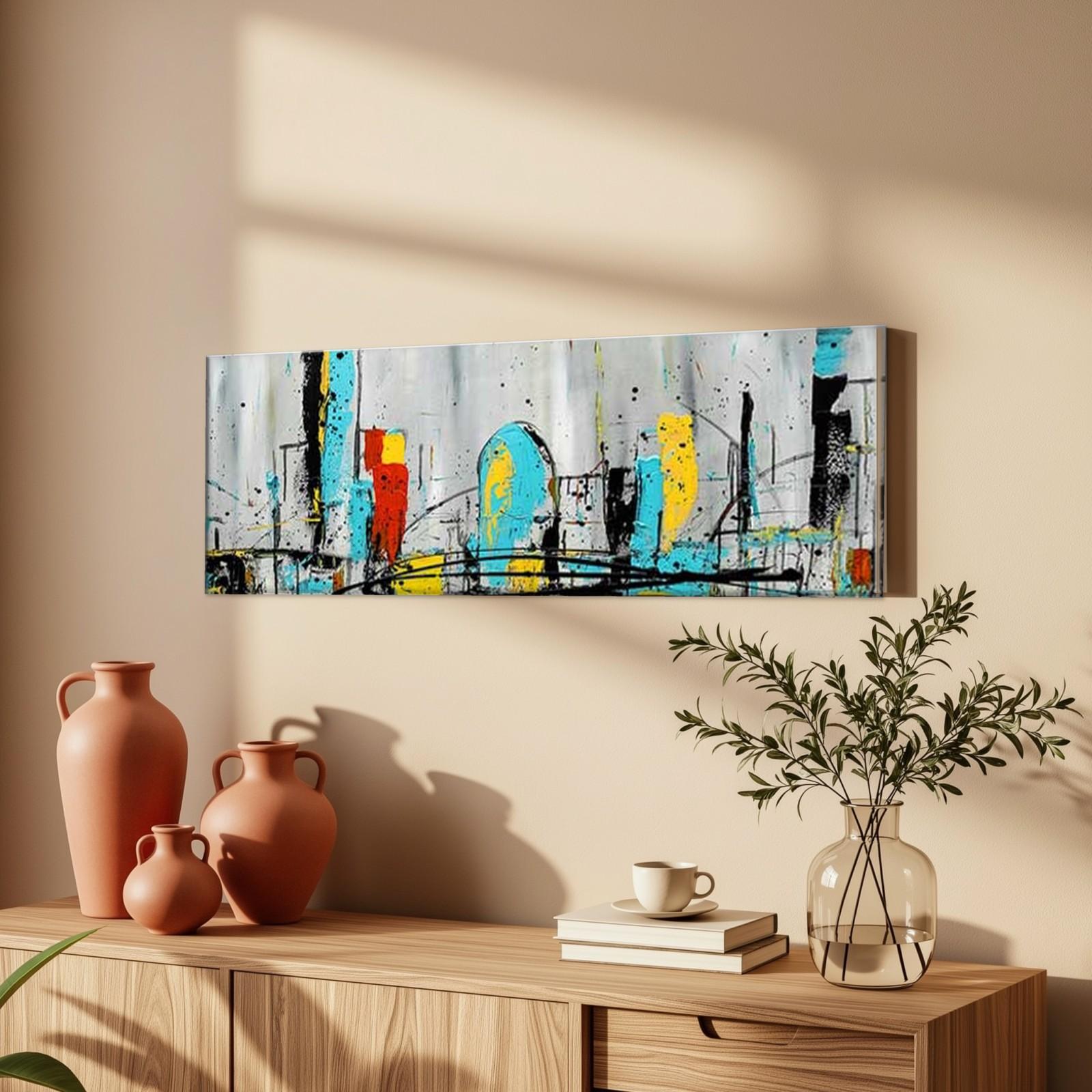 CAS333-1 Speelse Stadsskyline, Steden & Skylines schilderij aan de muur in interieur