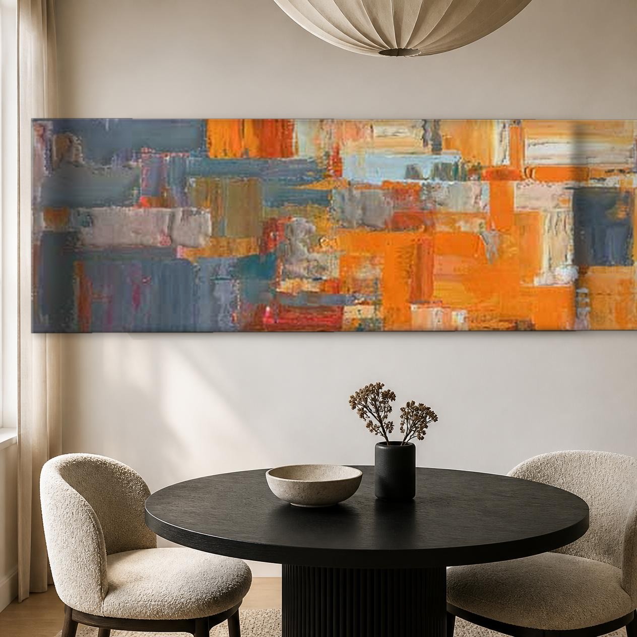 CAS334-1 Oranje Structuur, Abstract & Modern schilderij aan de muur in interieur
